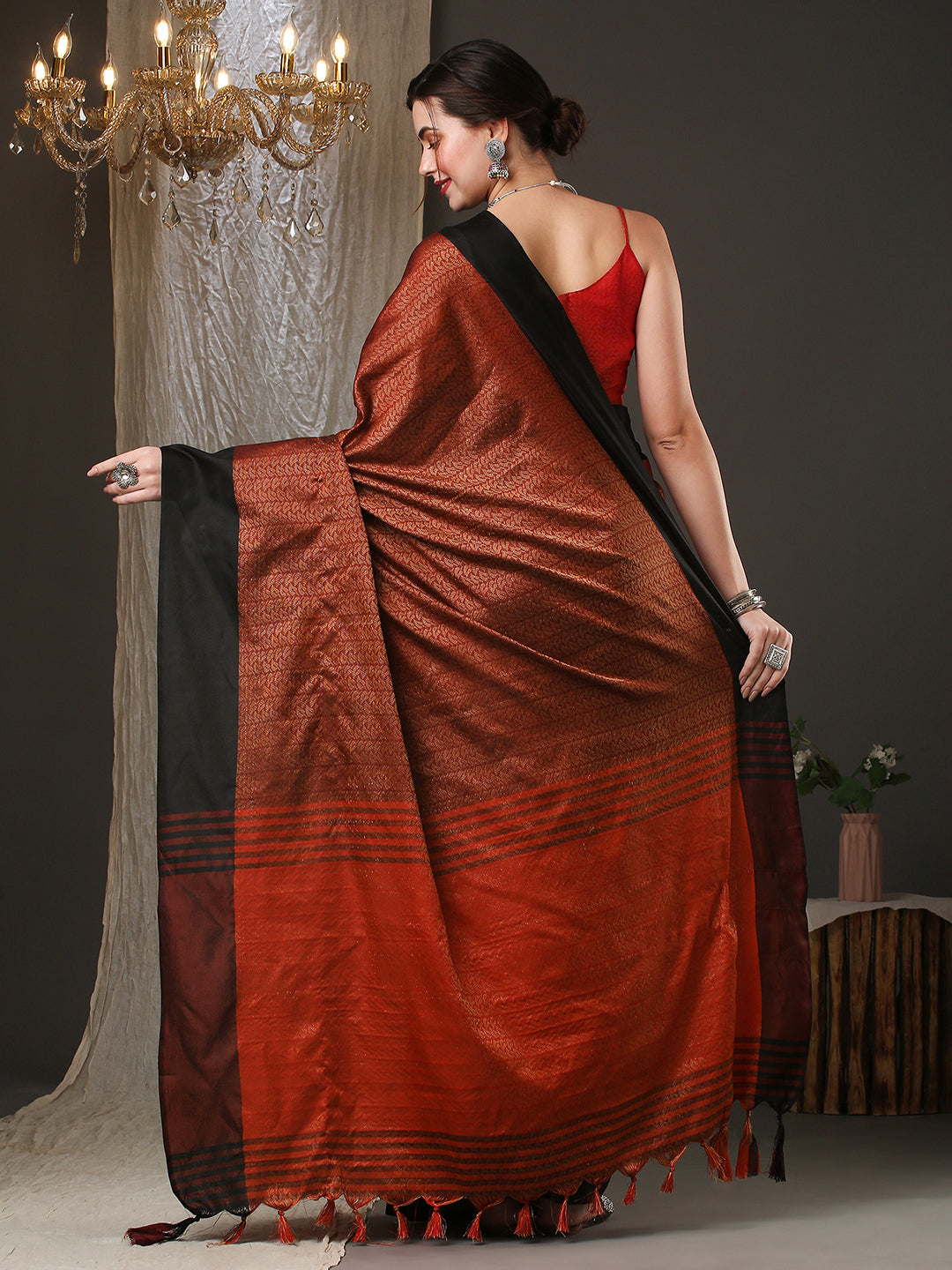 Aura Silk Brown Woven Design Designer Saree With Blouse