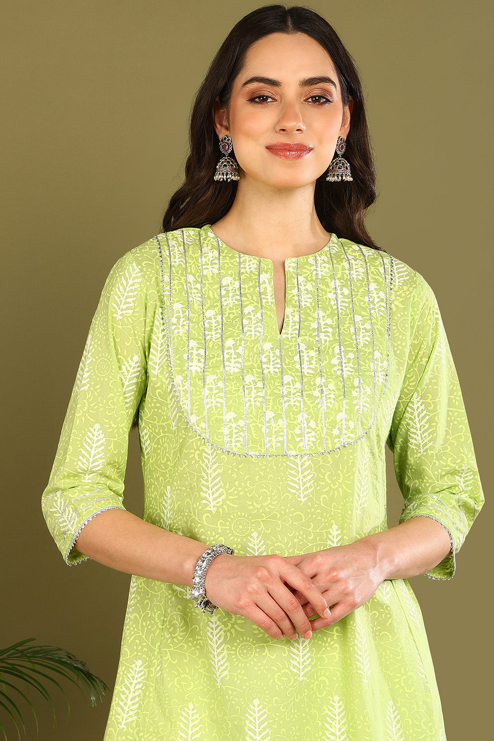 Florescent Green 'A' Line Kurta