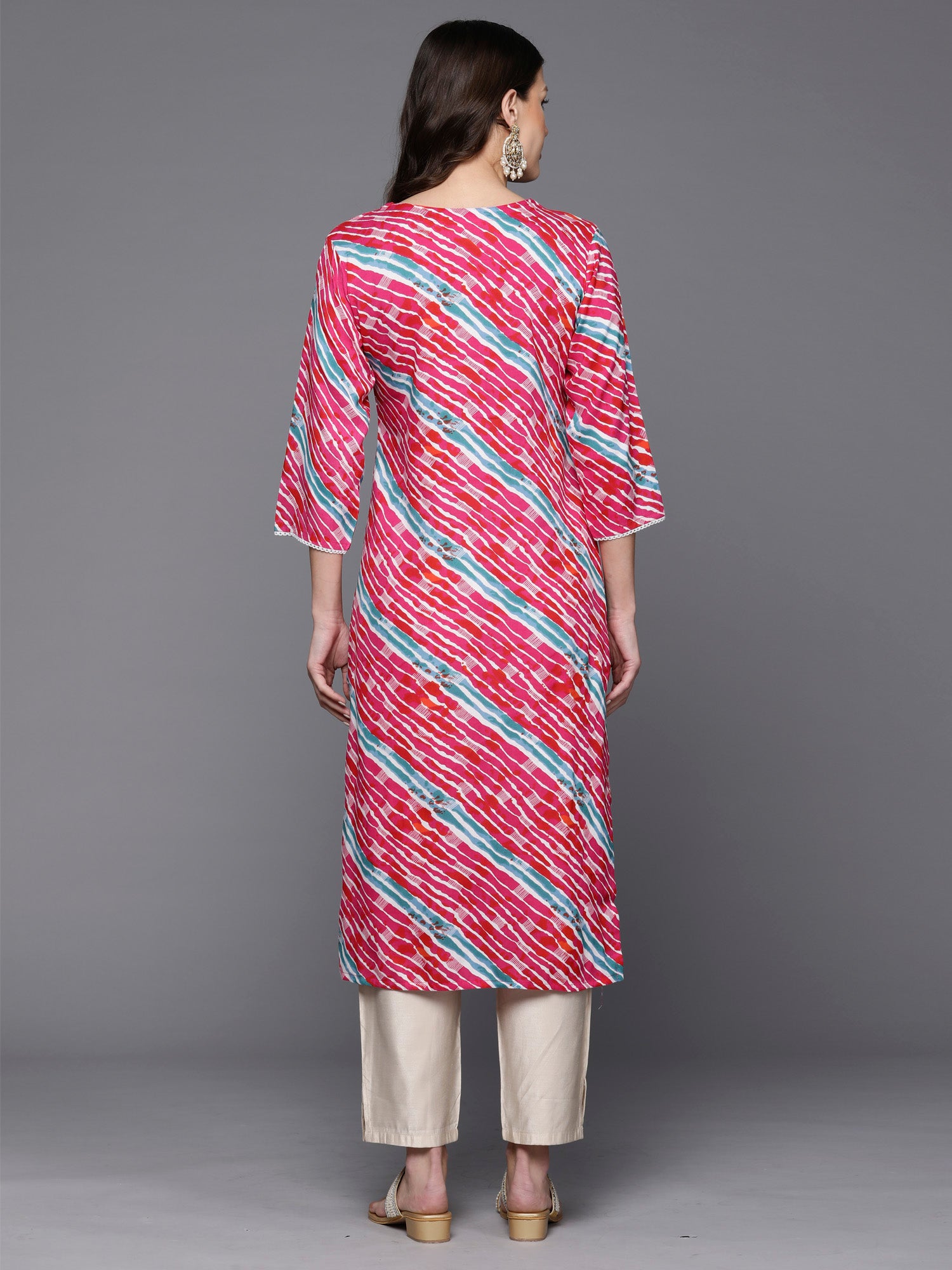Pink Printed Straight Kurtas