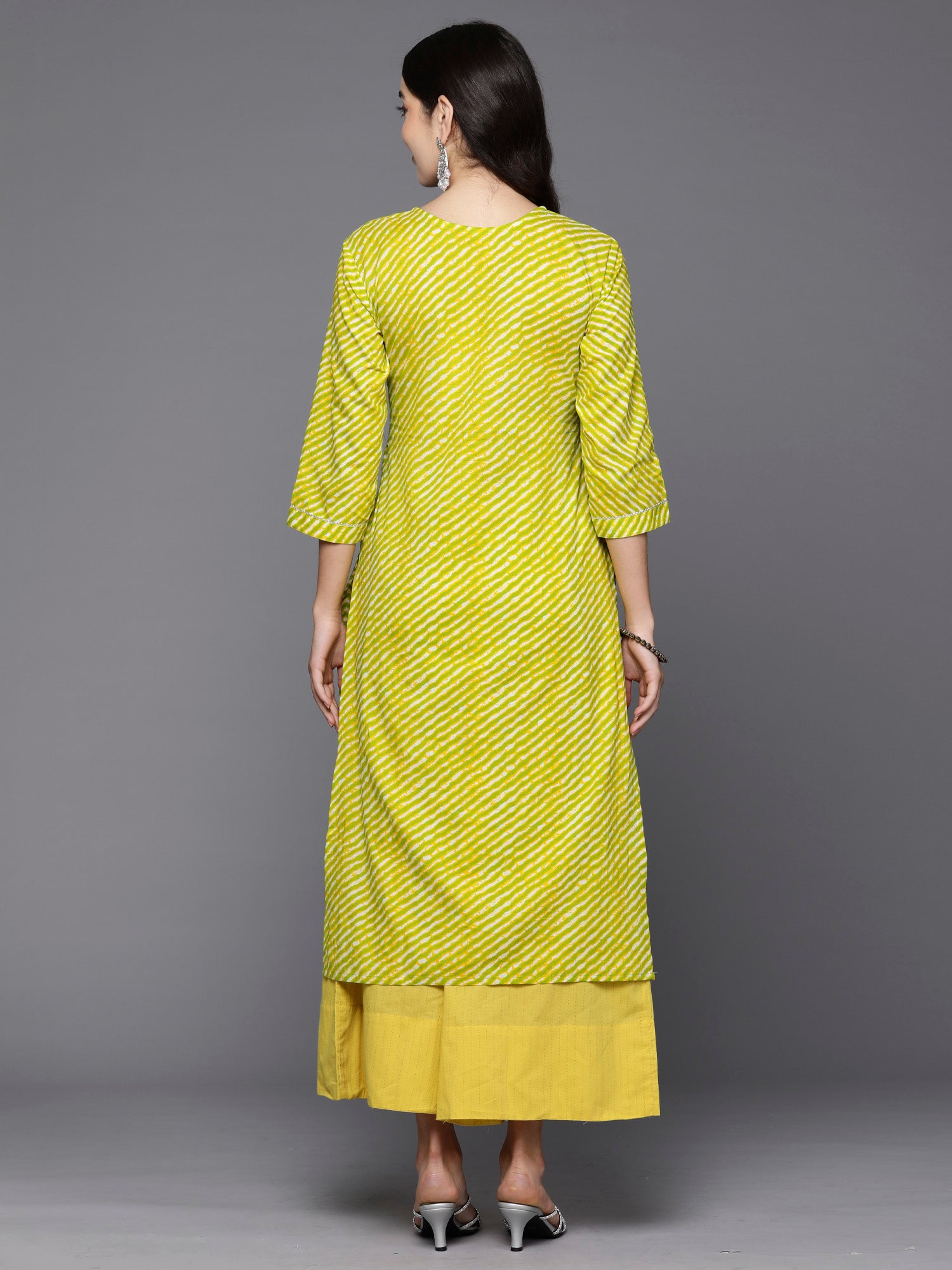 Green Printed Straight Kurtas