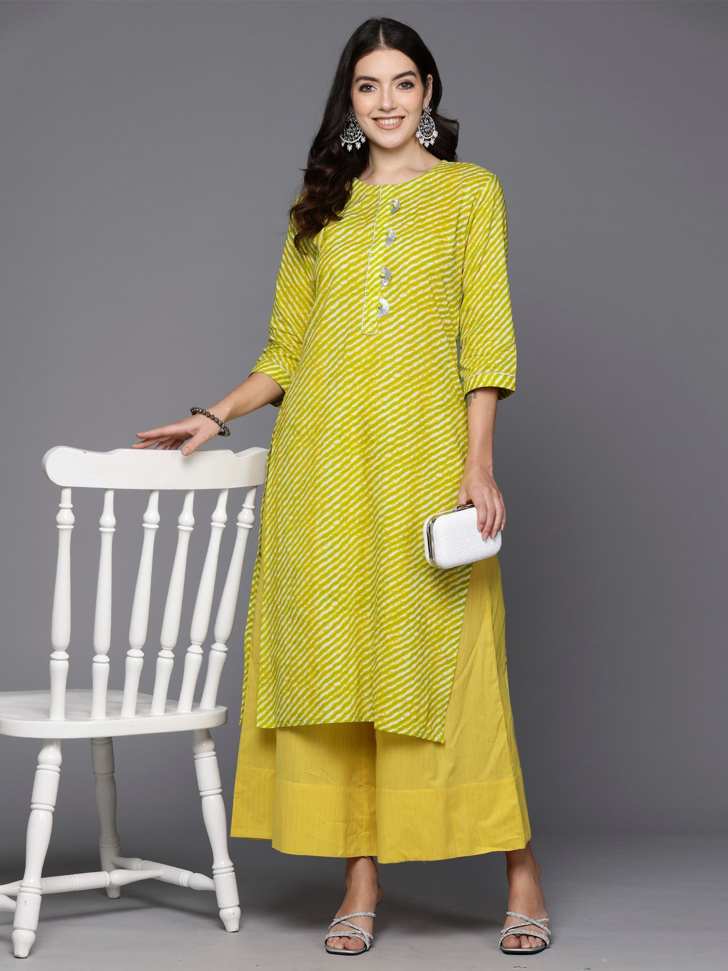 Green Printed Straight Kurtas