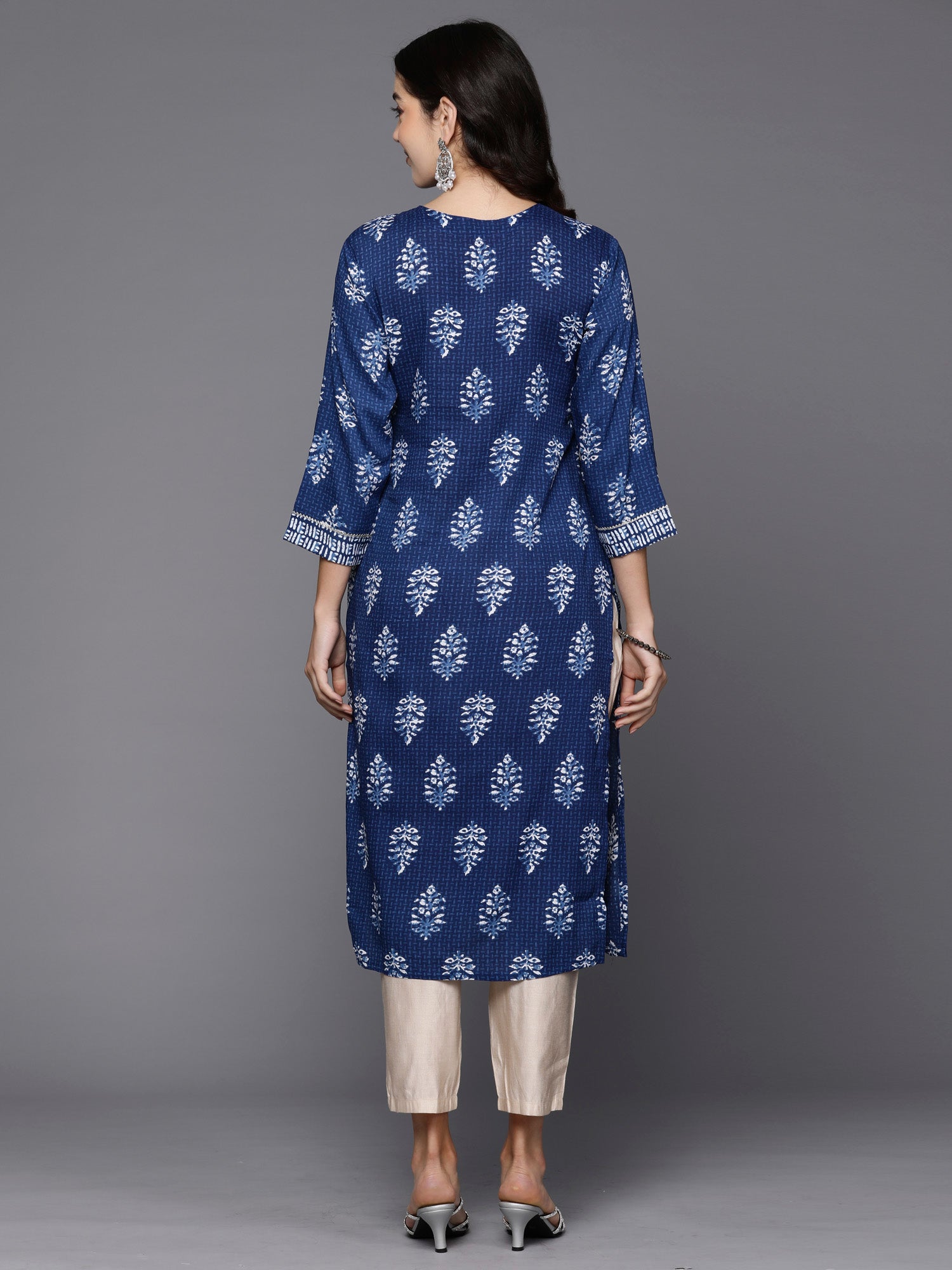 Blue Printed Straight Kurtas