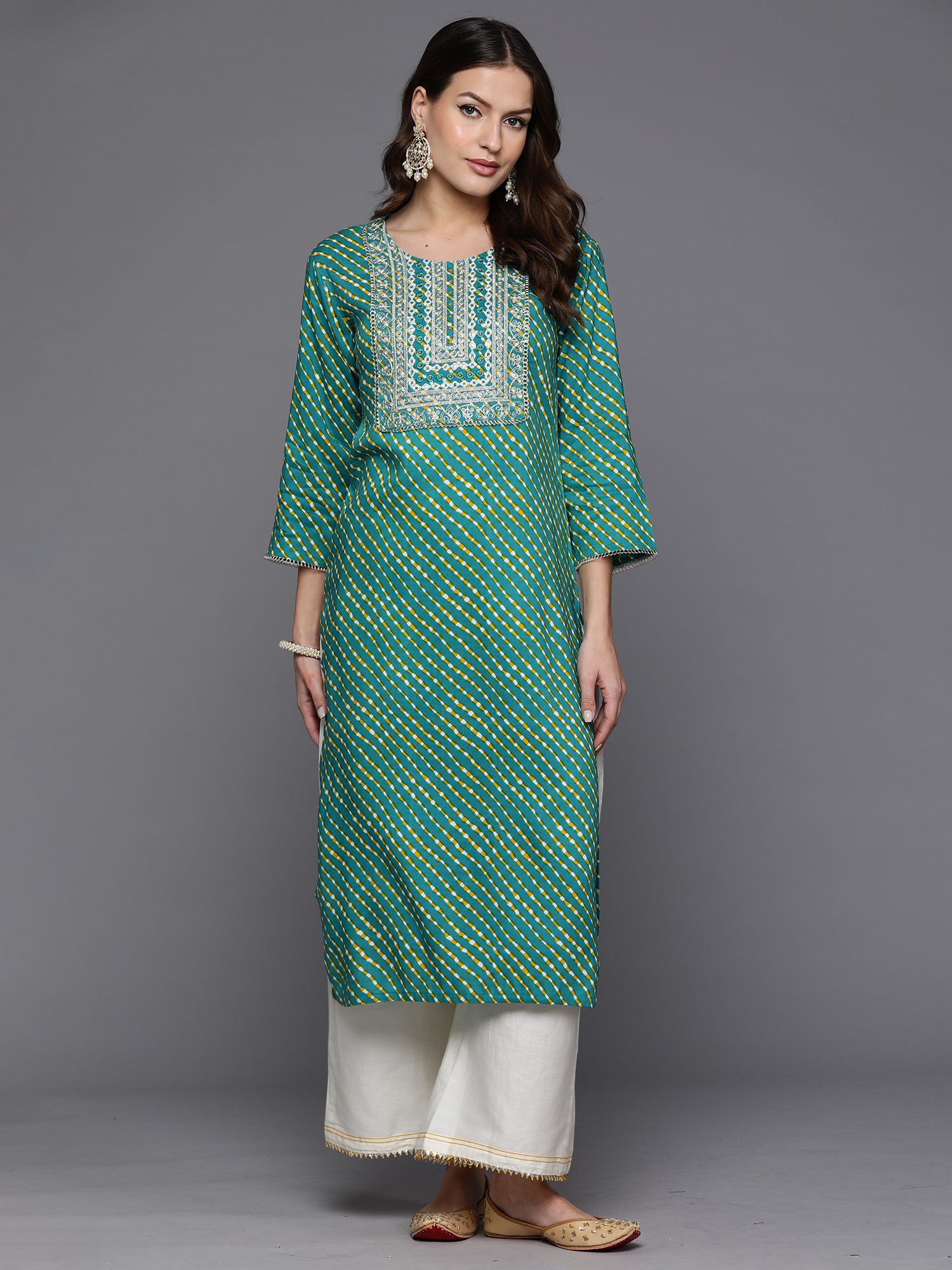 Blue Printed Straight Kurtas