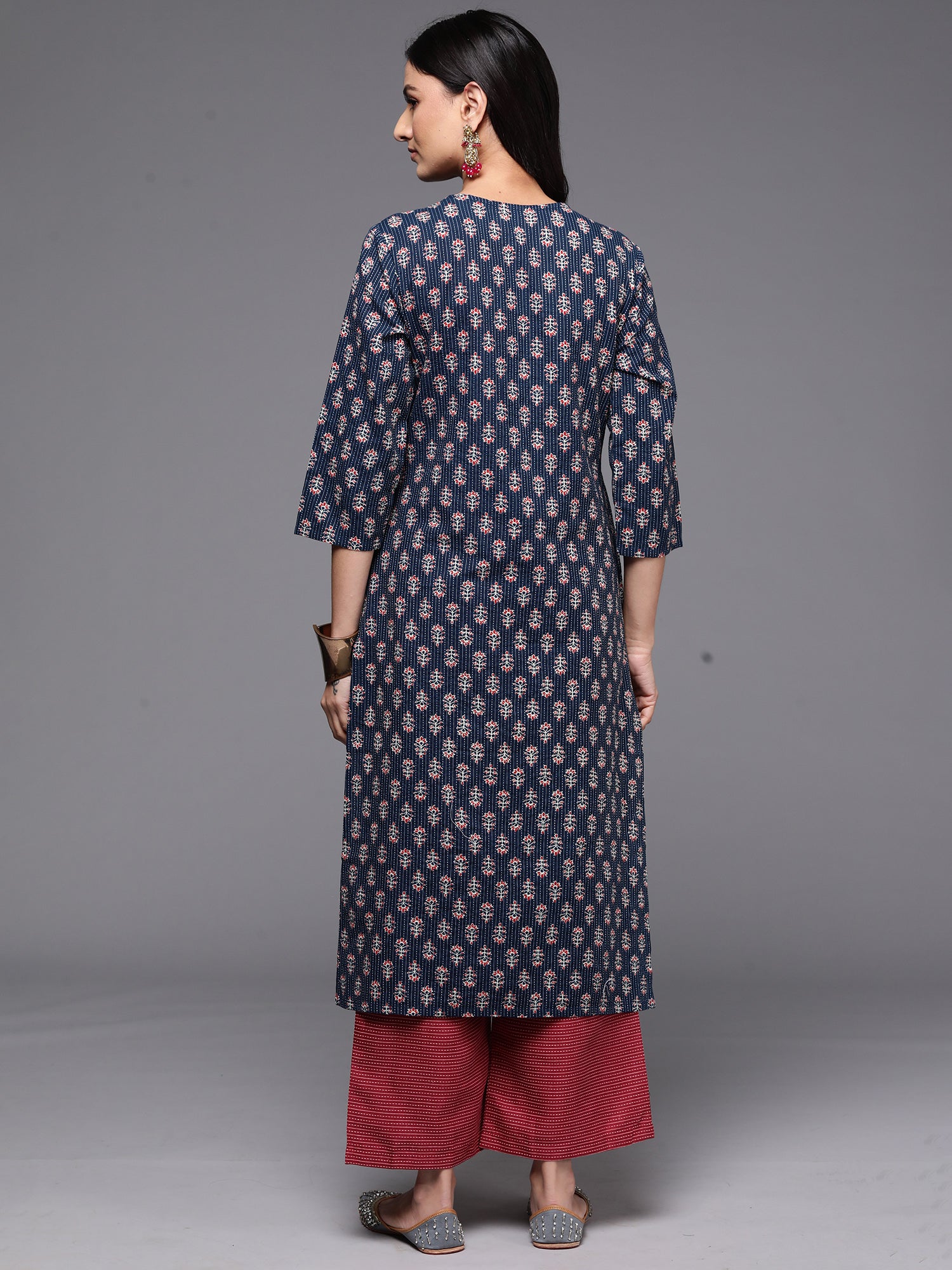 Blue Printed Straight Kurtas