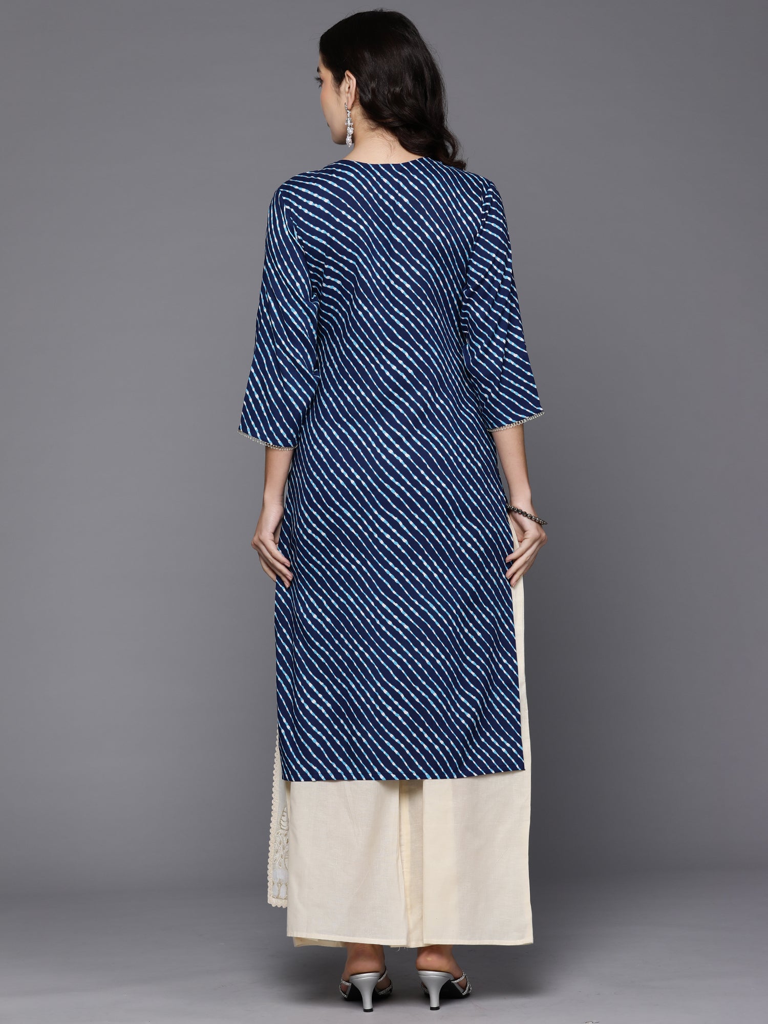 Blue Printed Straight Kurtas