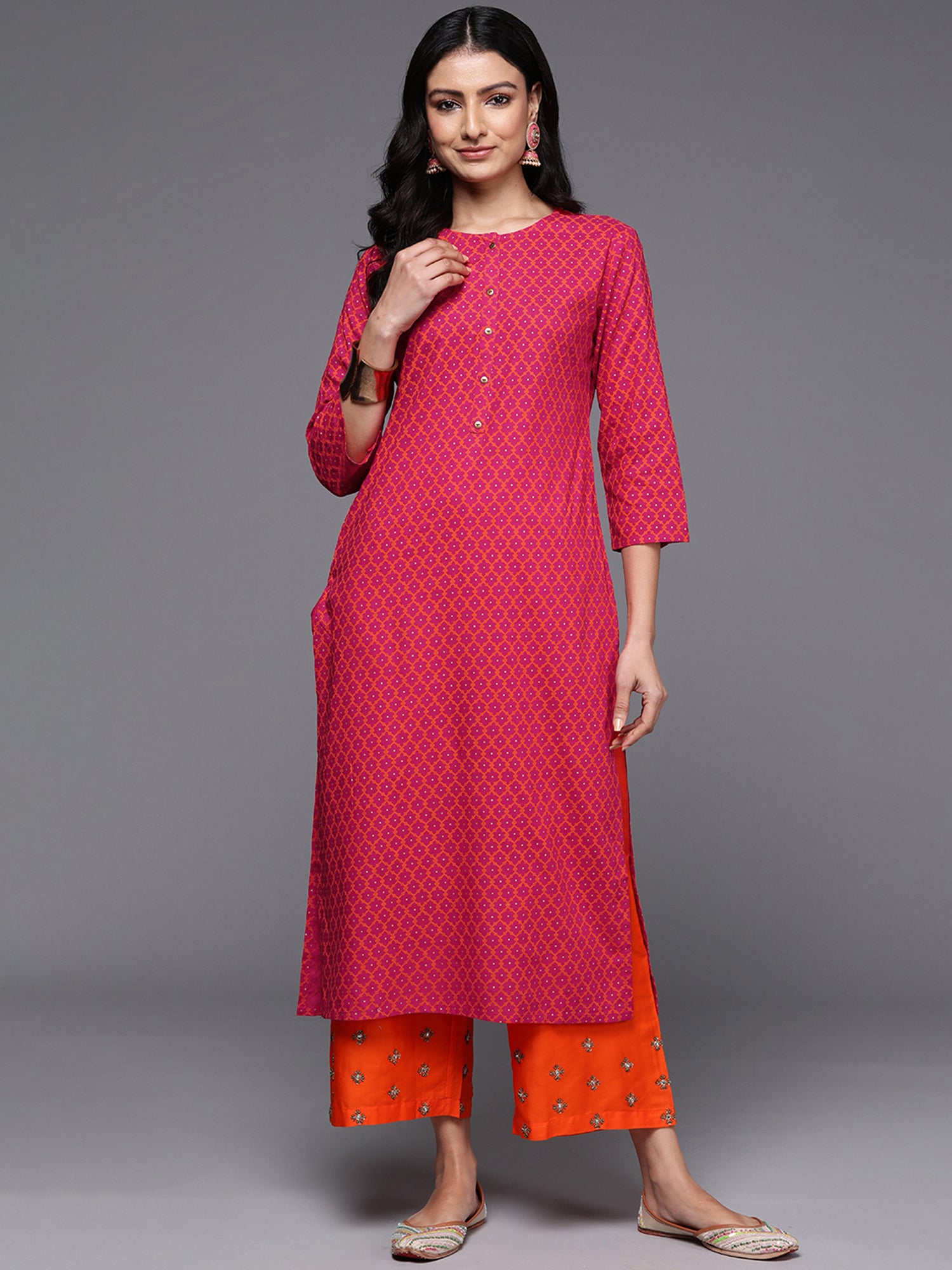 Pink Printed Straight Kurtas