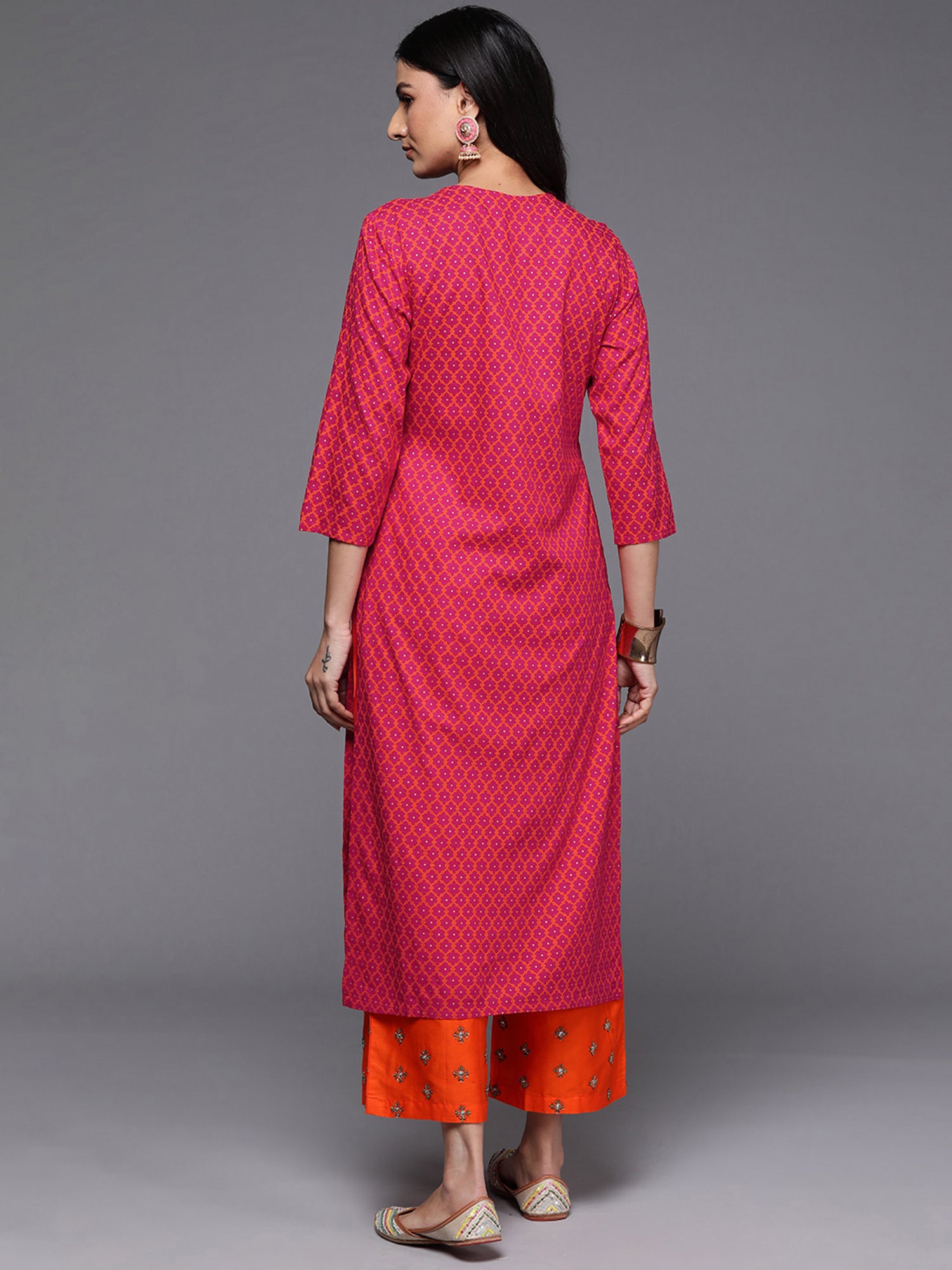 Pink Printed Straight Kurtas