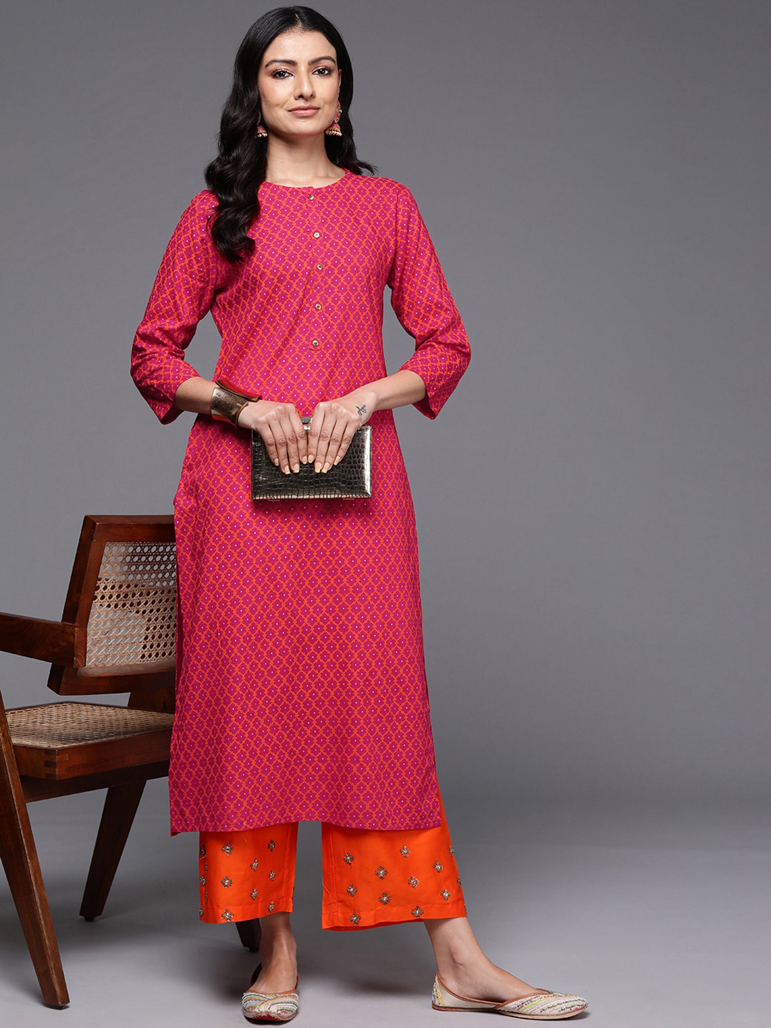 Pink Printed Straight Kurtas