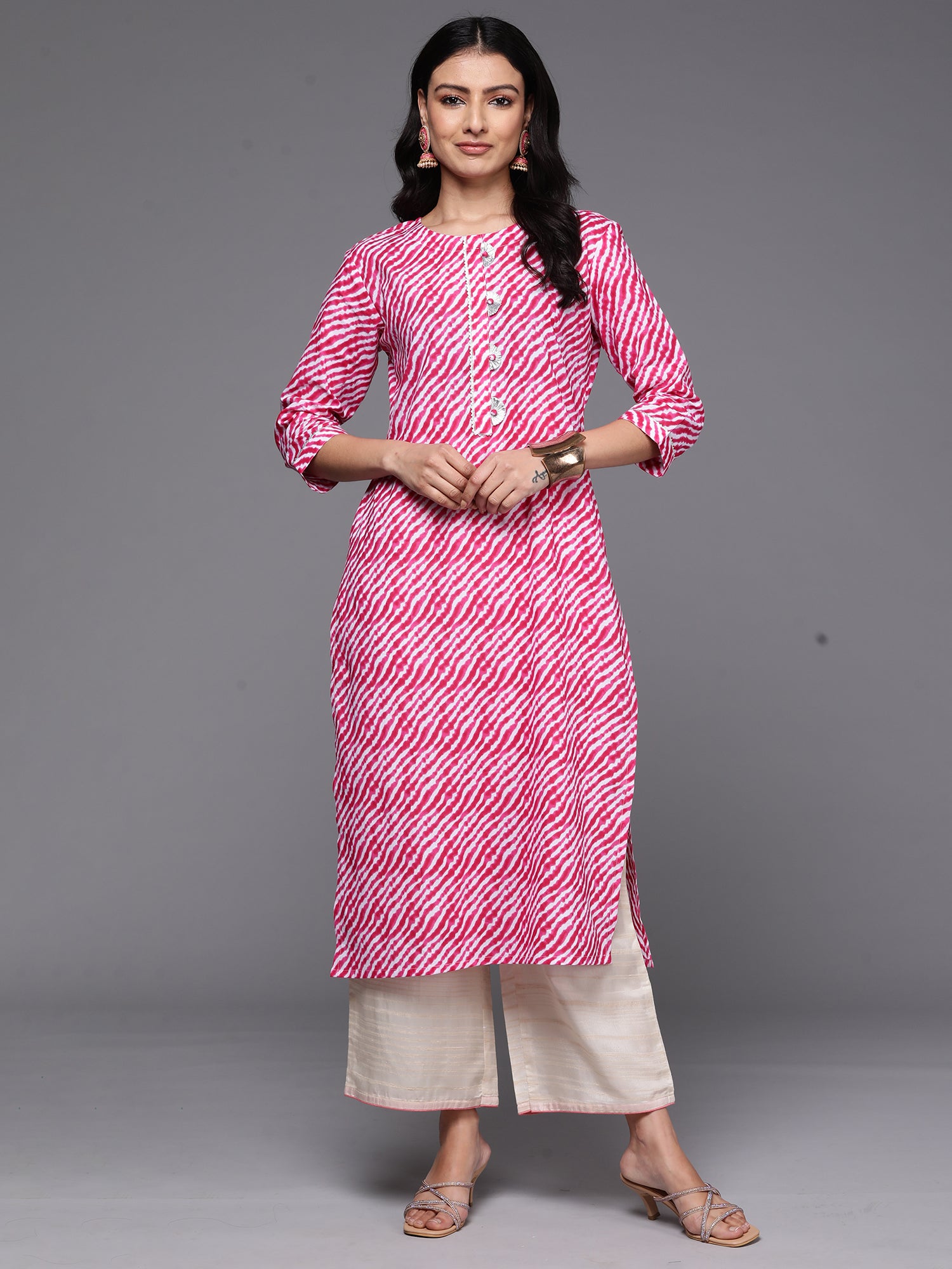 Pink Printed Straight Kurtas