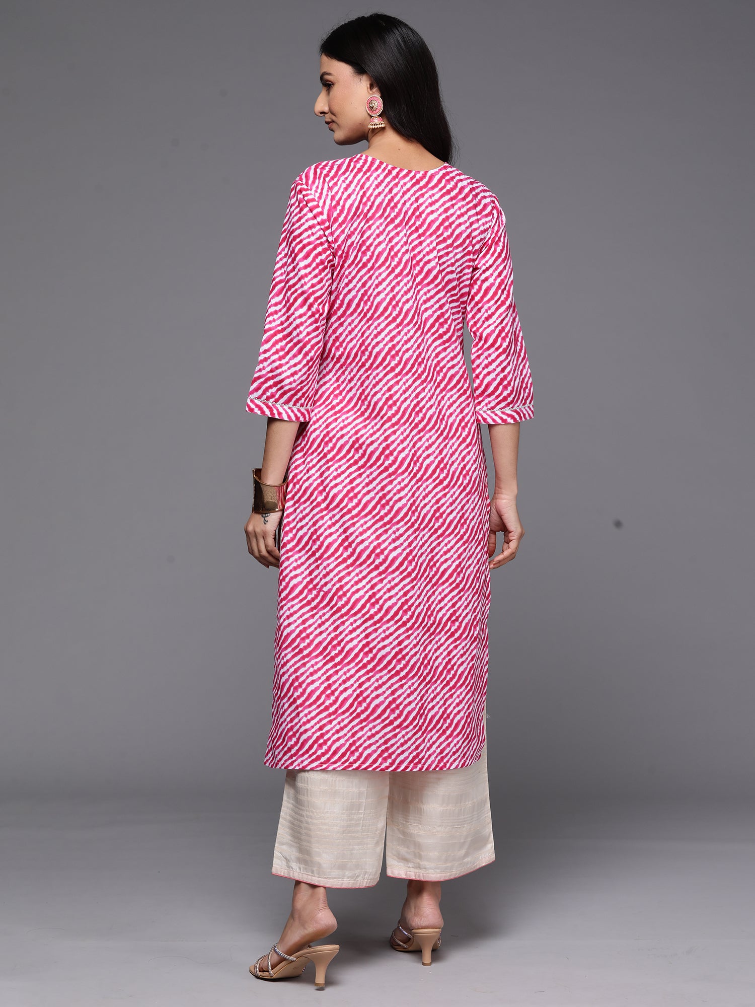 Pink Printed Straight Kurtas