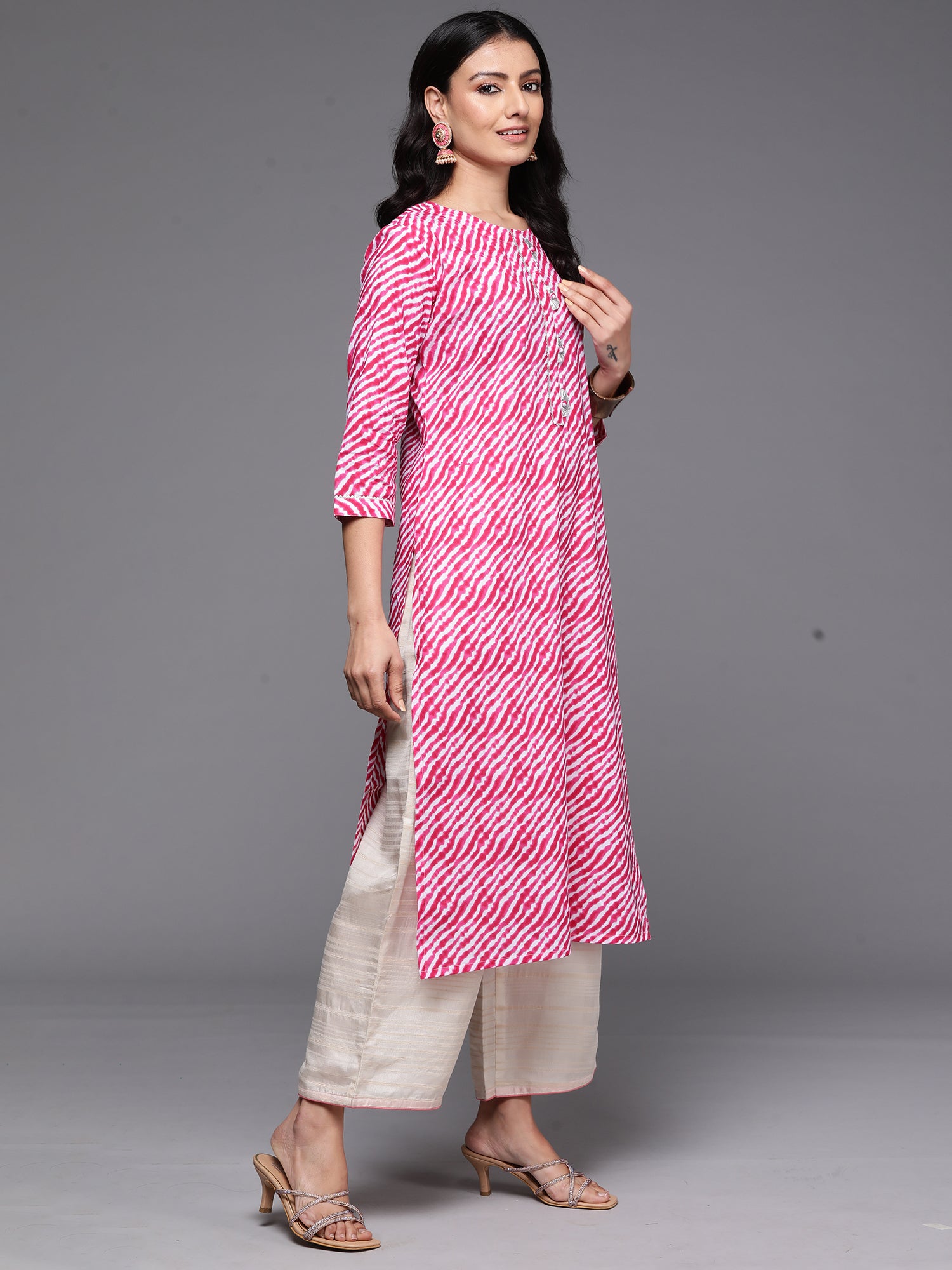 Pink Printed Straight Kurtas