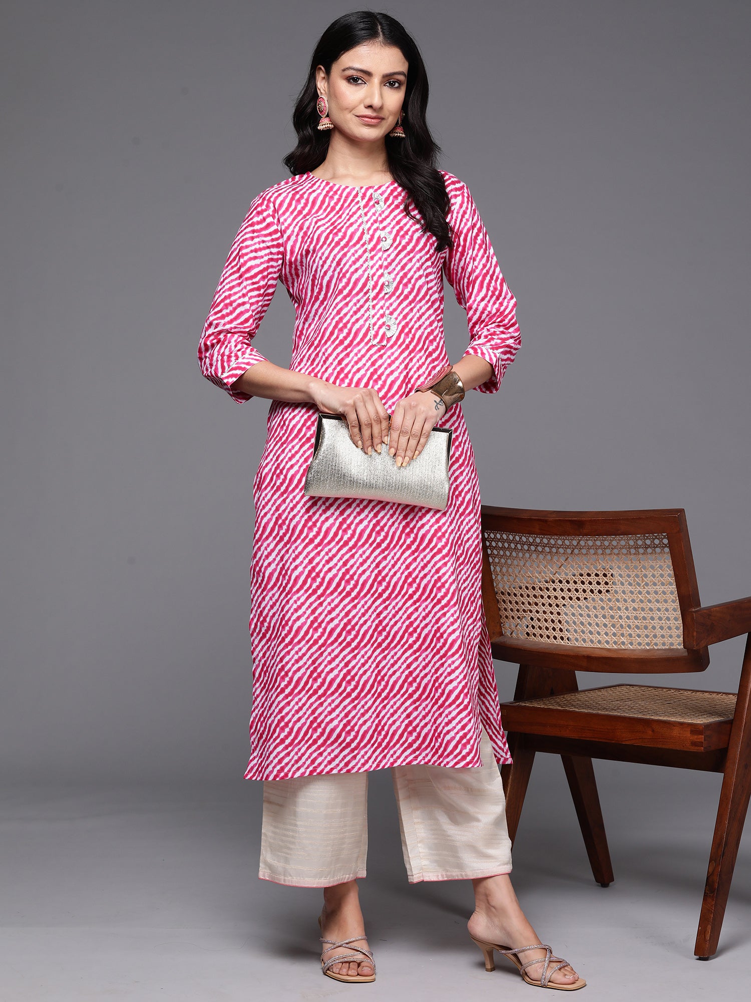 Pink Printed Straight Kurtas