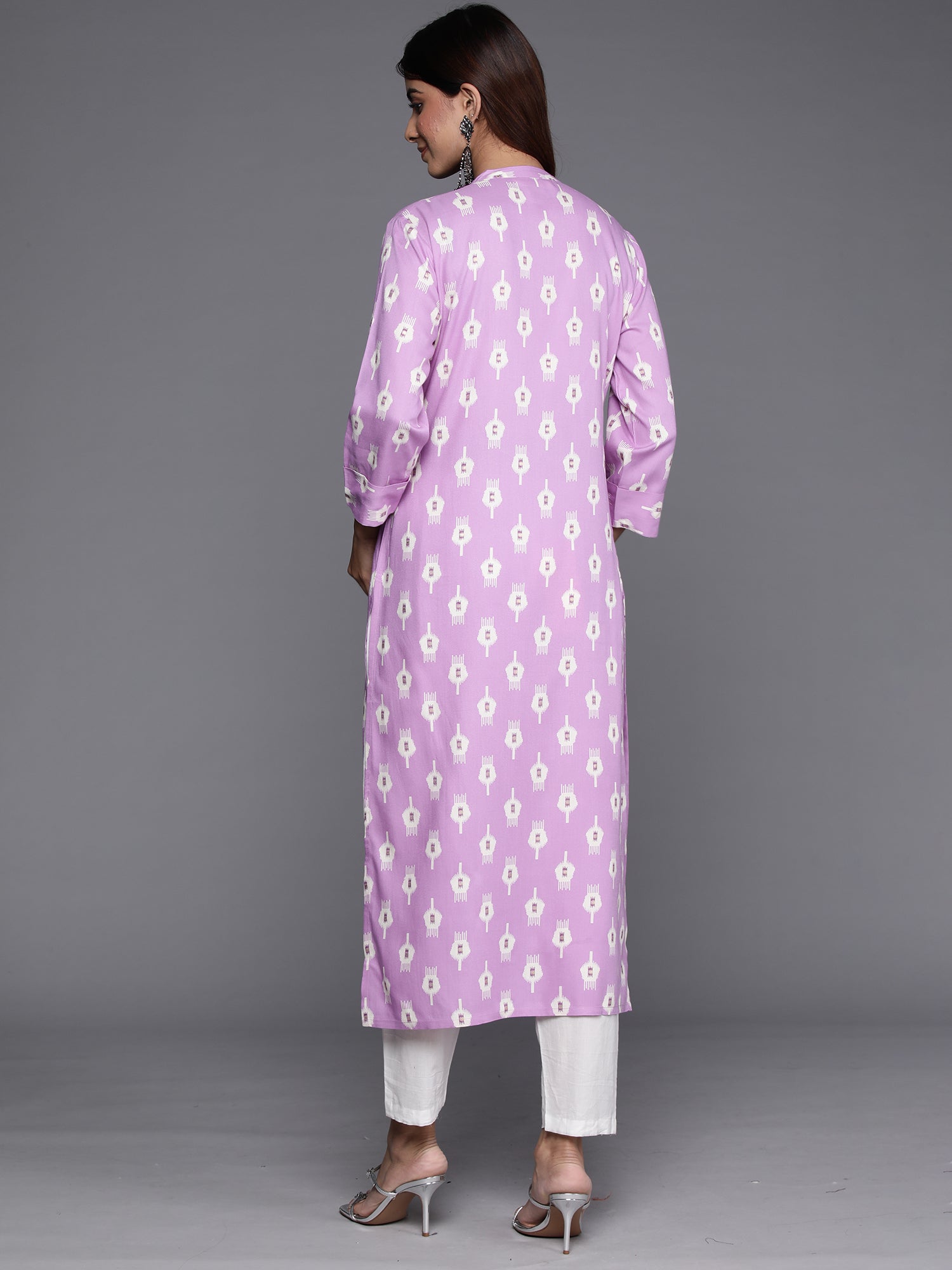 Lavender Printed Straight Kurtas