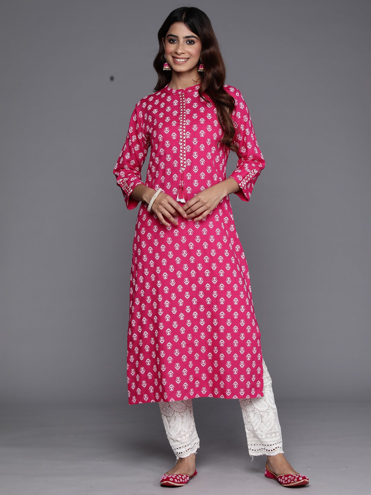 Pink Printed Straight Kurtas