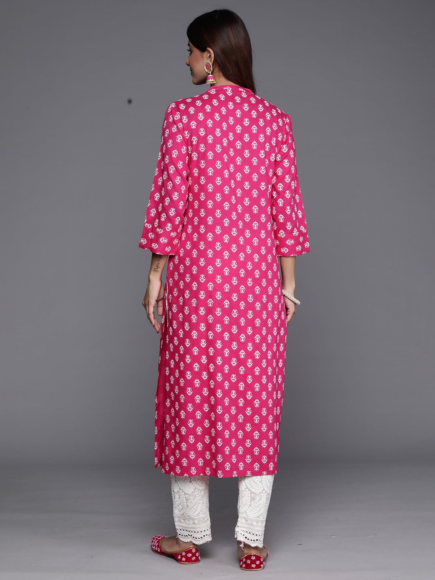 Pink Printed Straight Kurtas