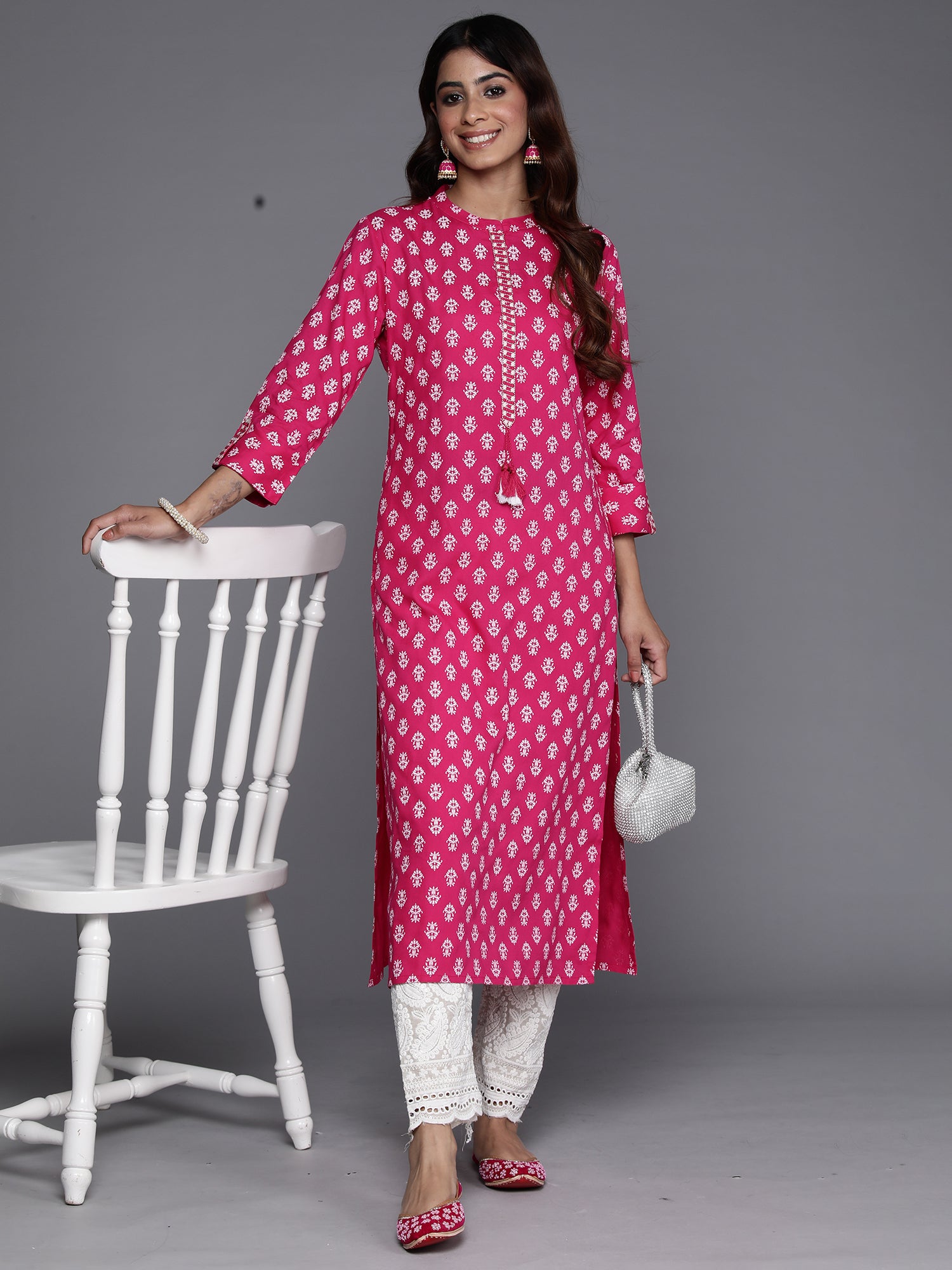 Pink Printed Straight Kurtas