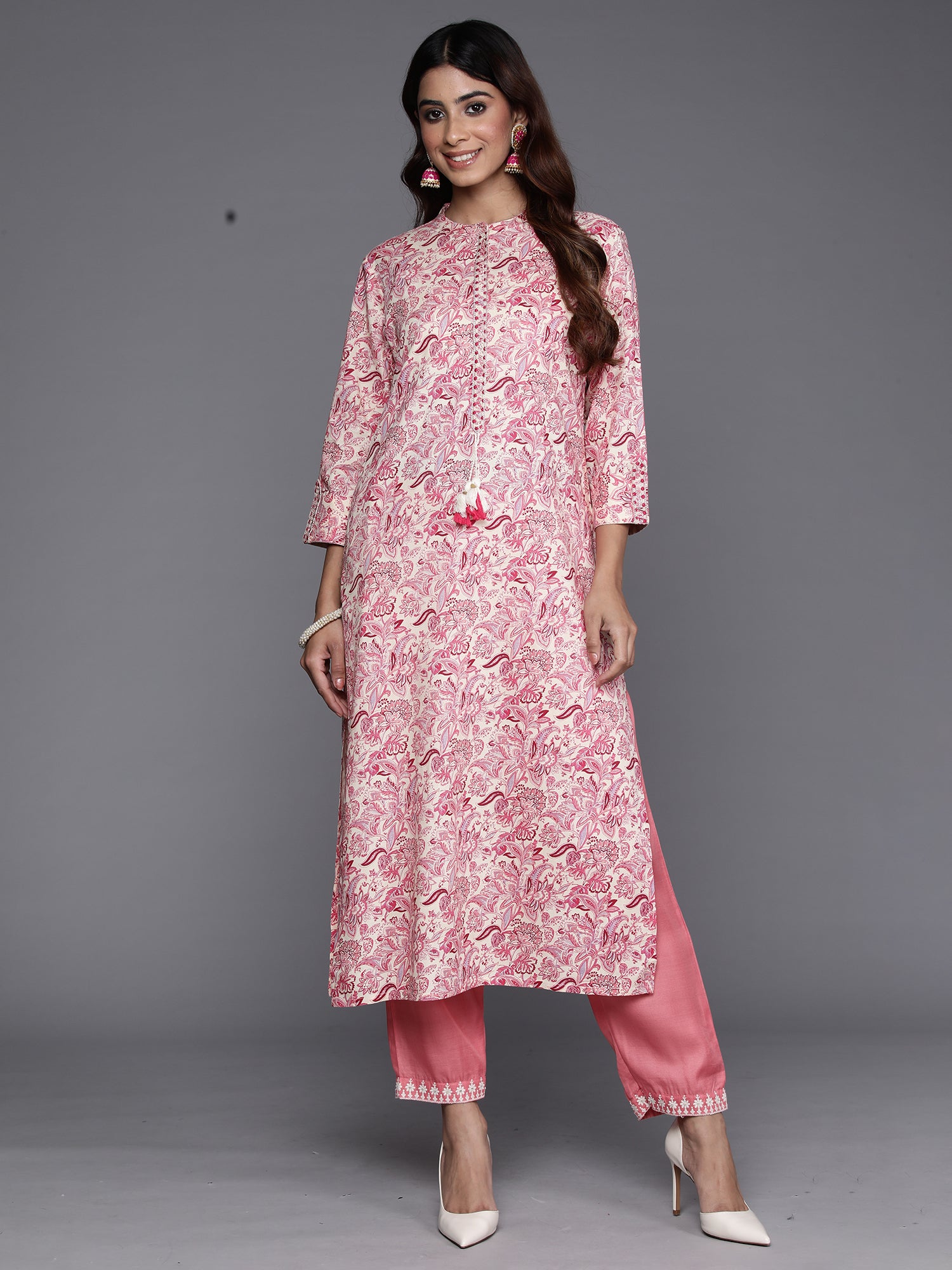 Pink Printed Straight Kurtas