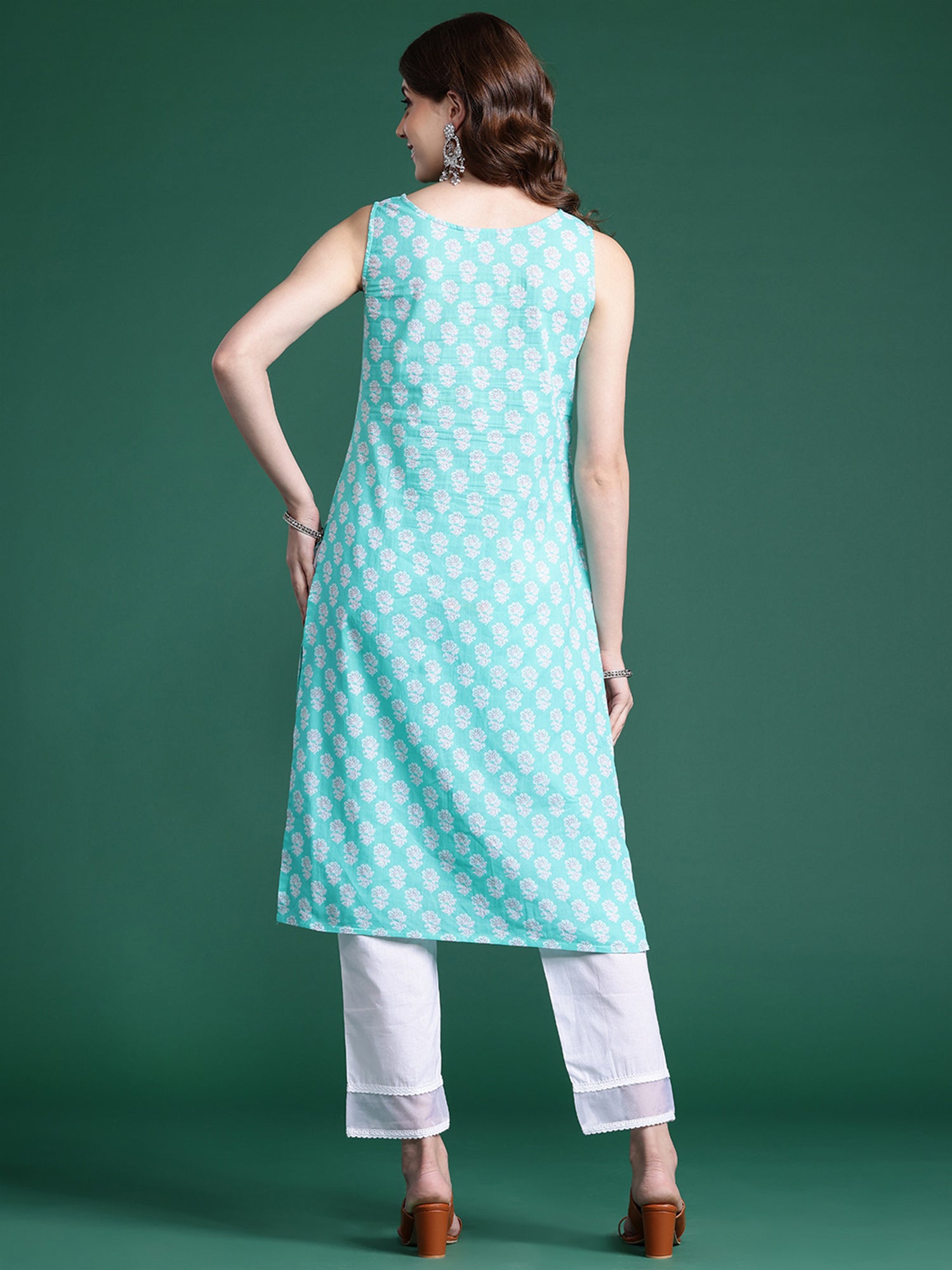 Blue Printed Straight Kurtas