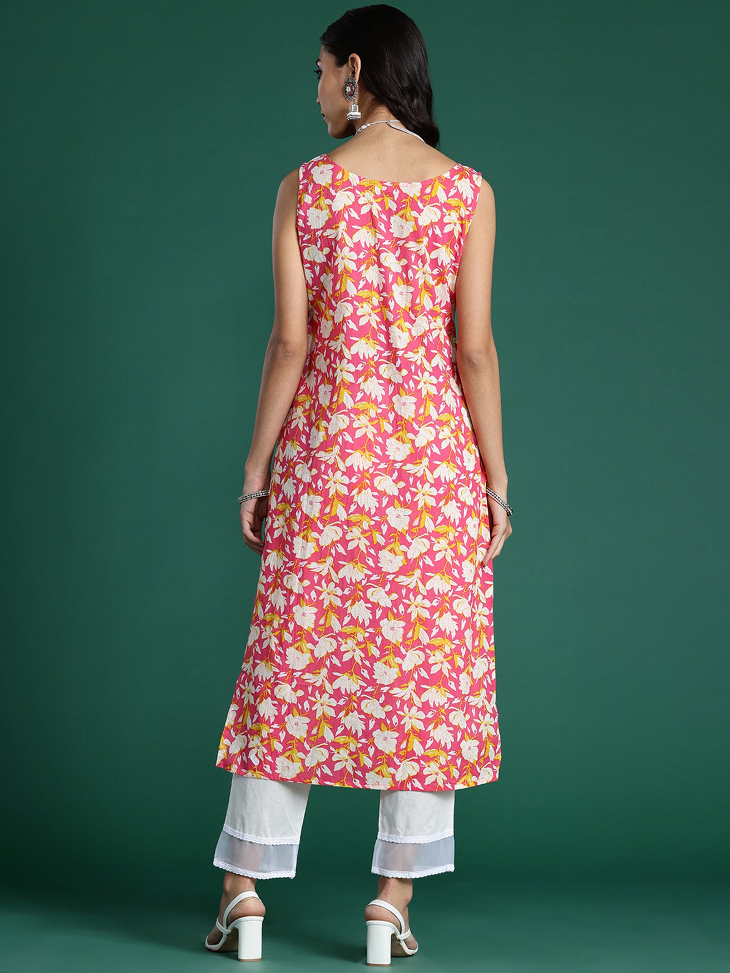 Pink Printed Straight Kurtas