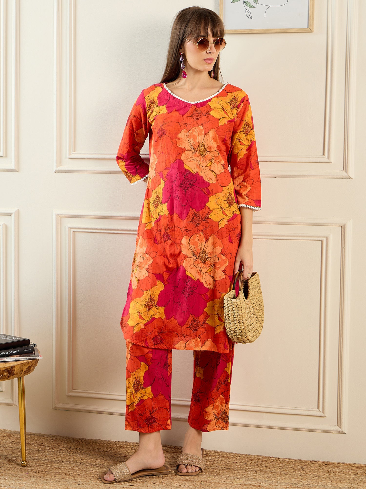 Multi Printed Straight Kurta Trousers set