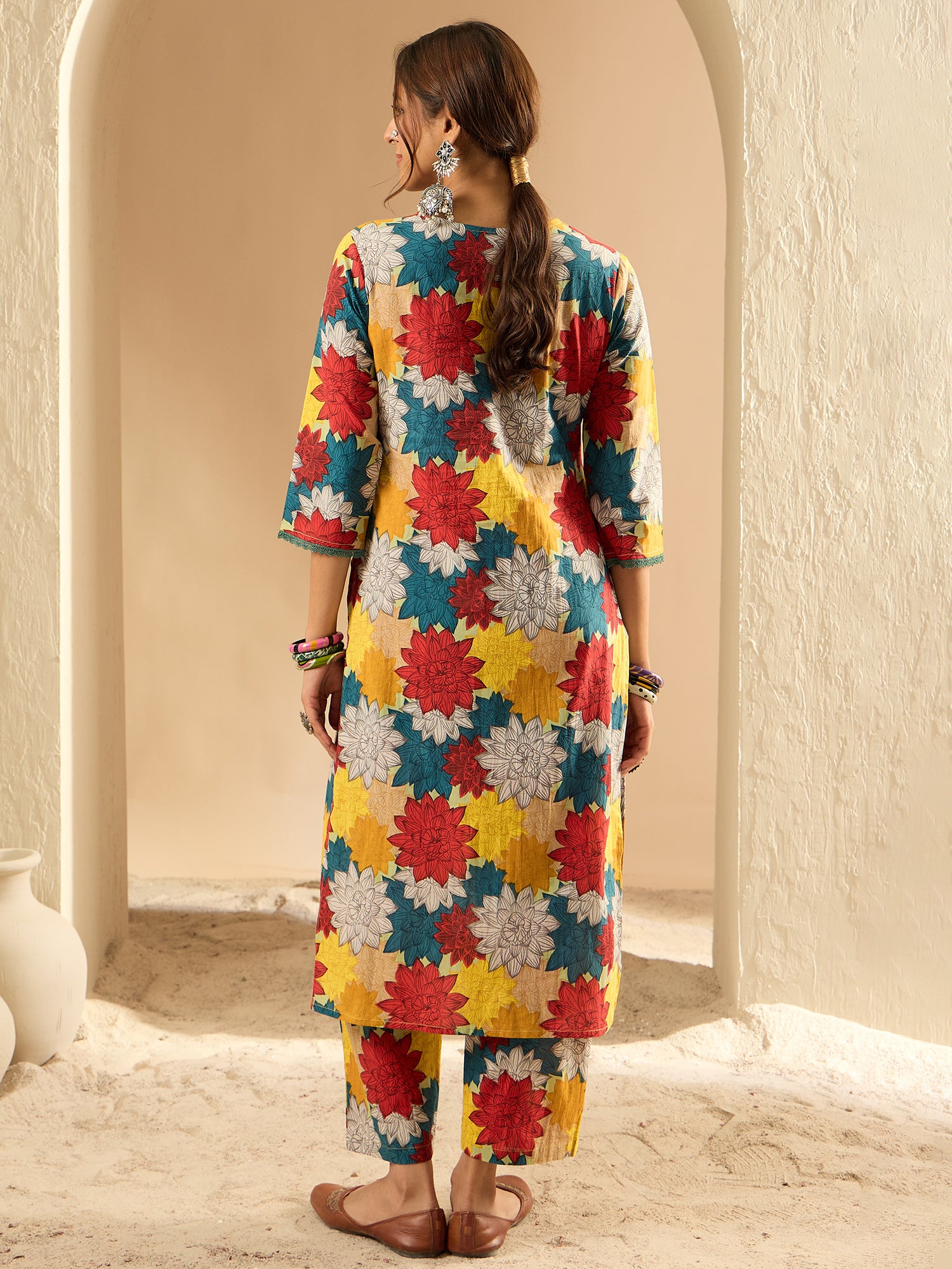 Multi Printed Straight Kurta Trousers set