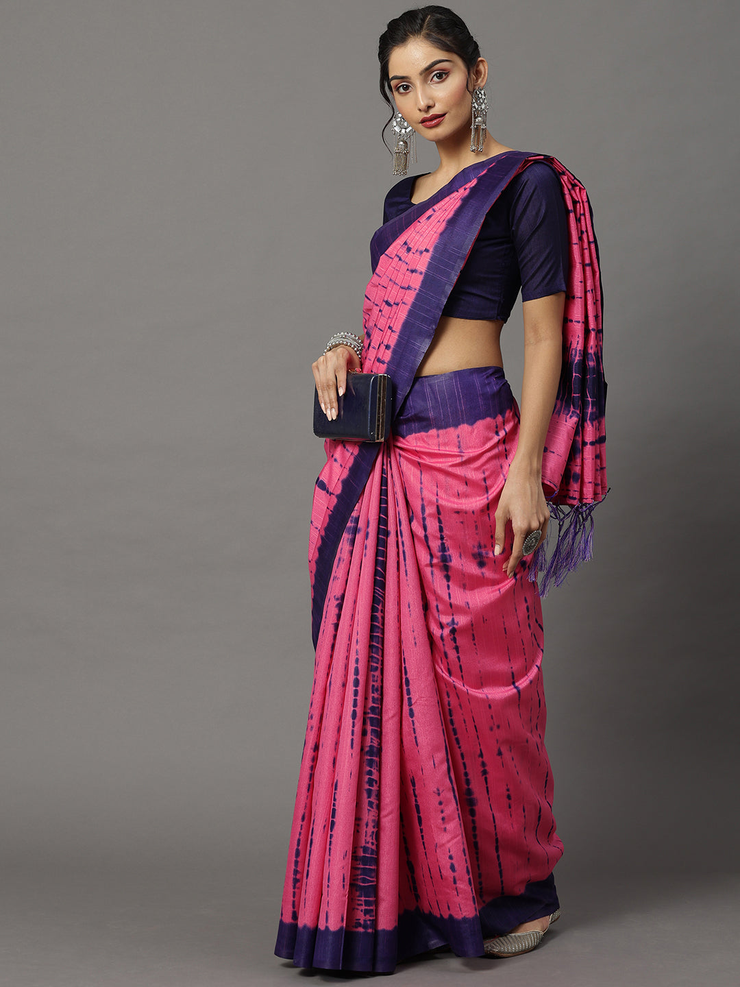 Bhagalpuri Silk Pink Printed Designer Saree With Blouse