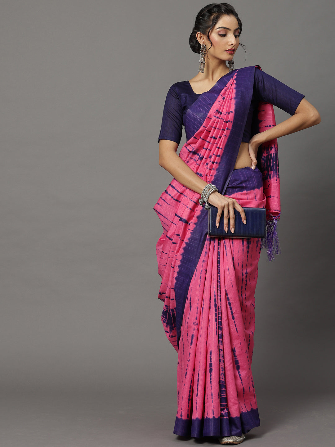 Bhagalpuri Silk Pink Printed Designer Saree With Blouse