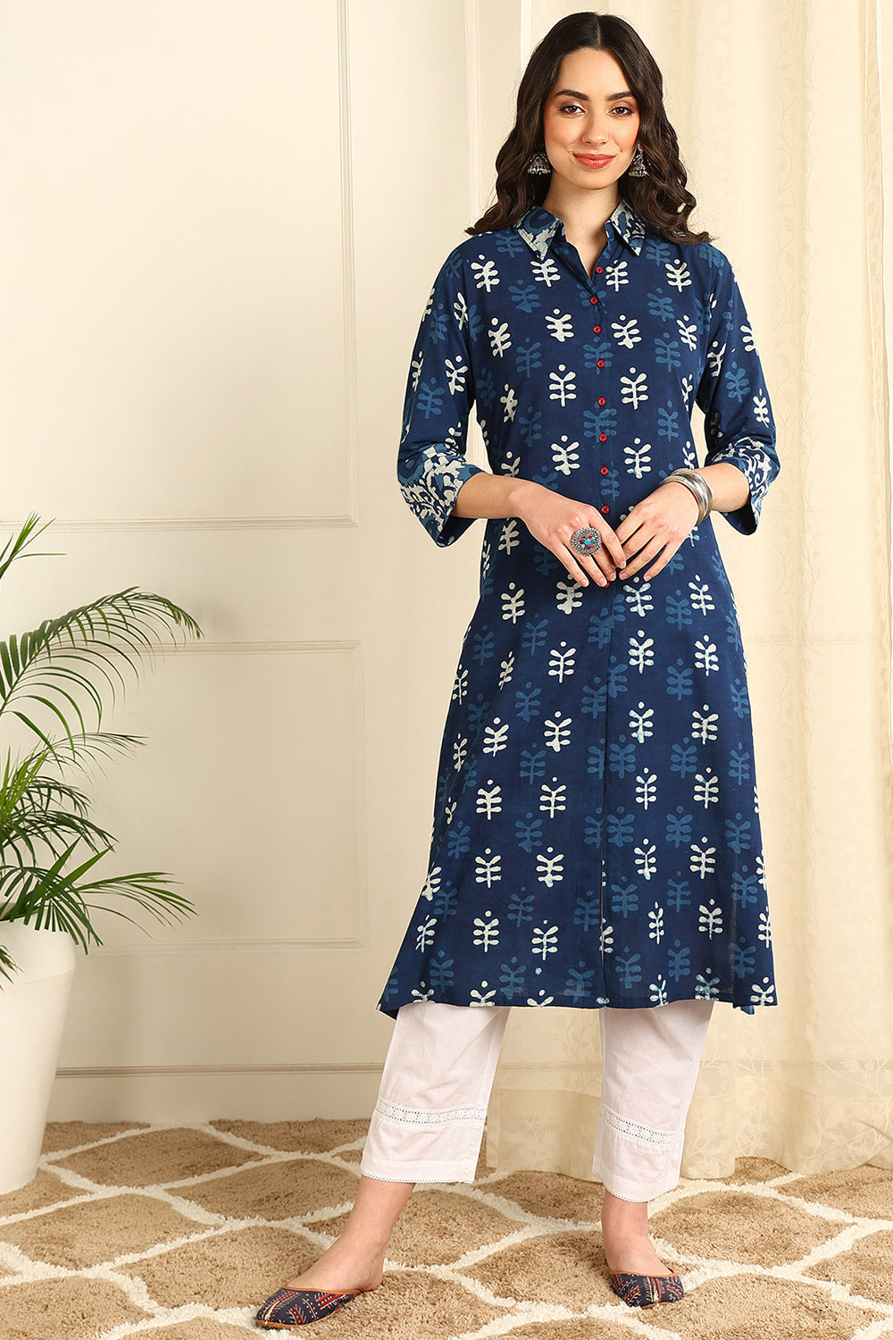 Indigo Blue Straight Bagru Kurta