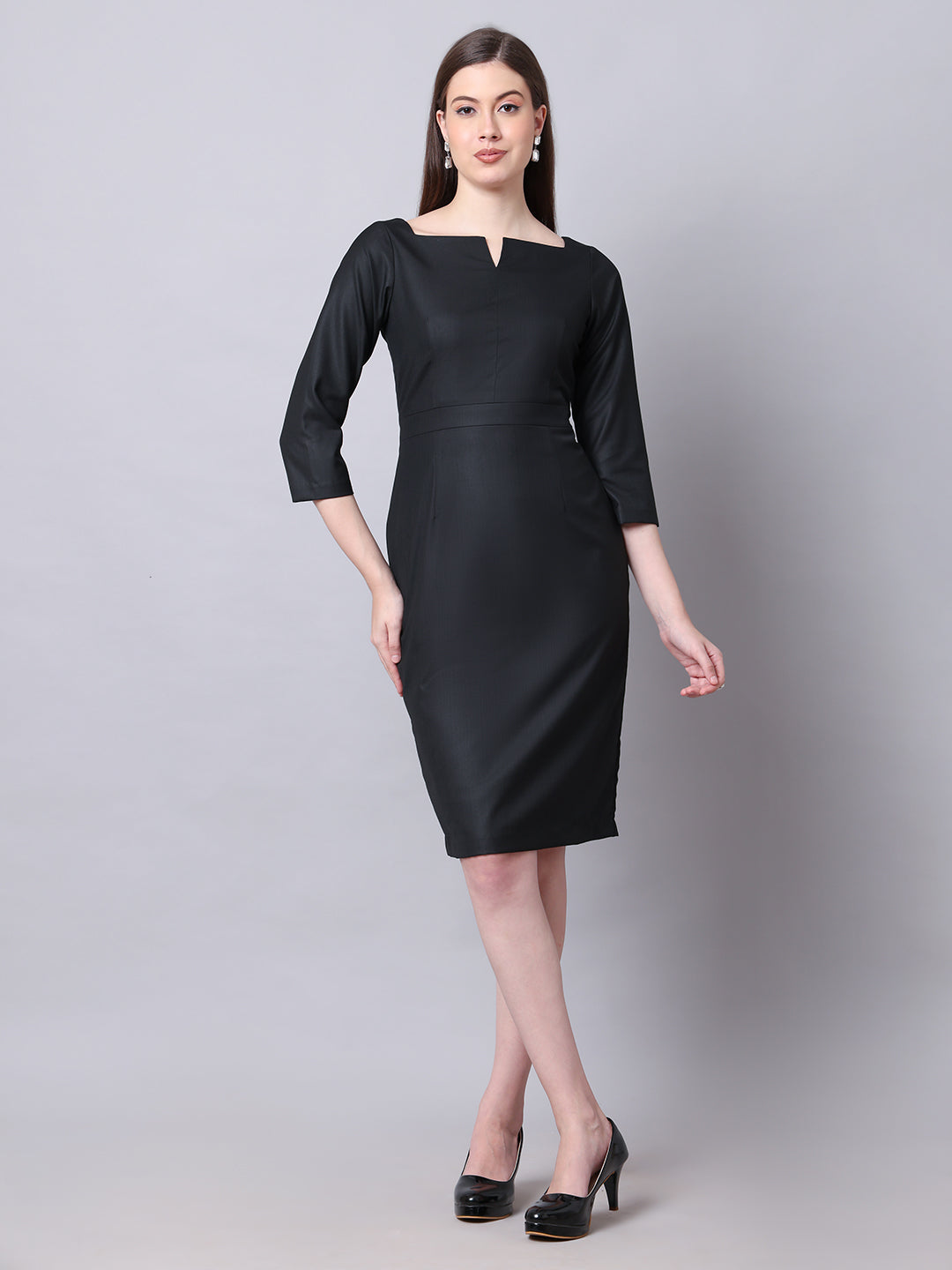 Exude Mystique Moments Suiting Fabric Square Neckline dress