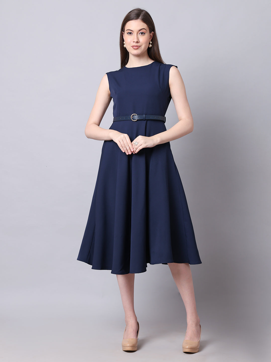 Exude Warmth Fit & Flare Dress with Belt