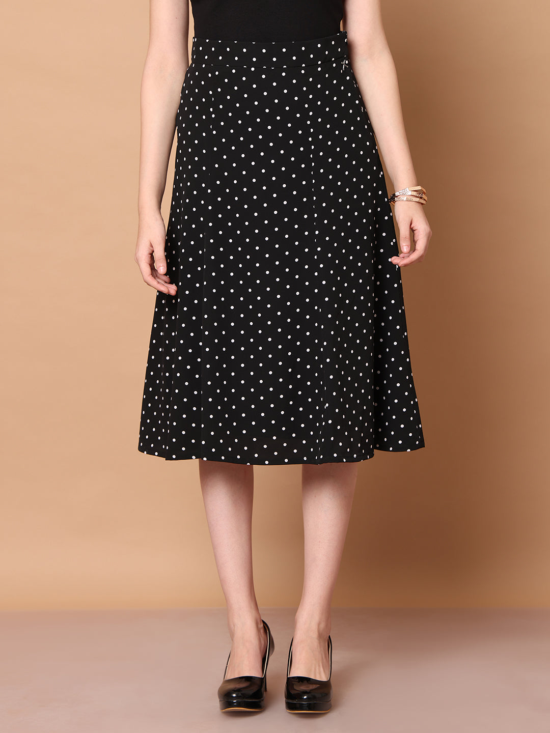 Exude Sculpted Styles Polka Dot Skirt