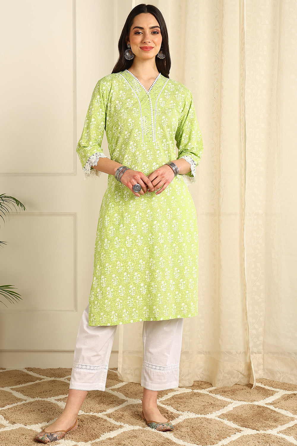 Florescent Green Straight Kurta