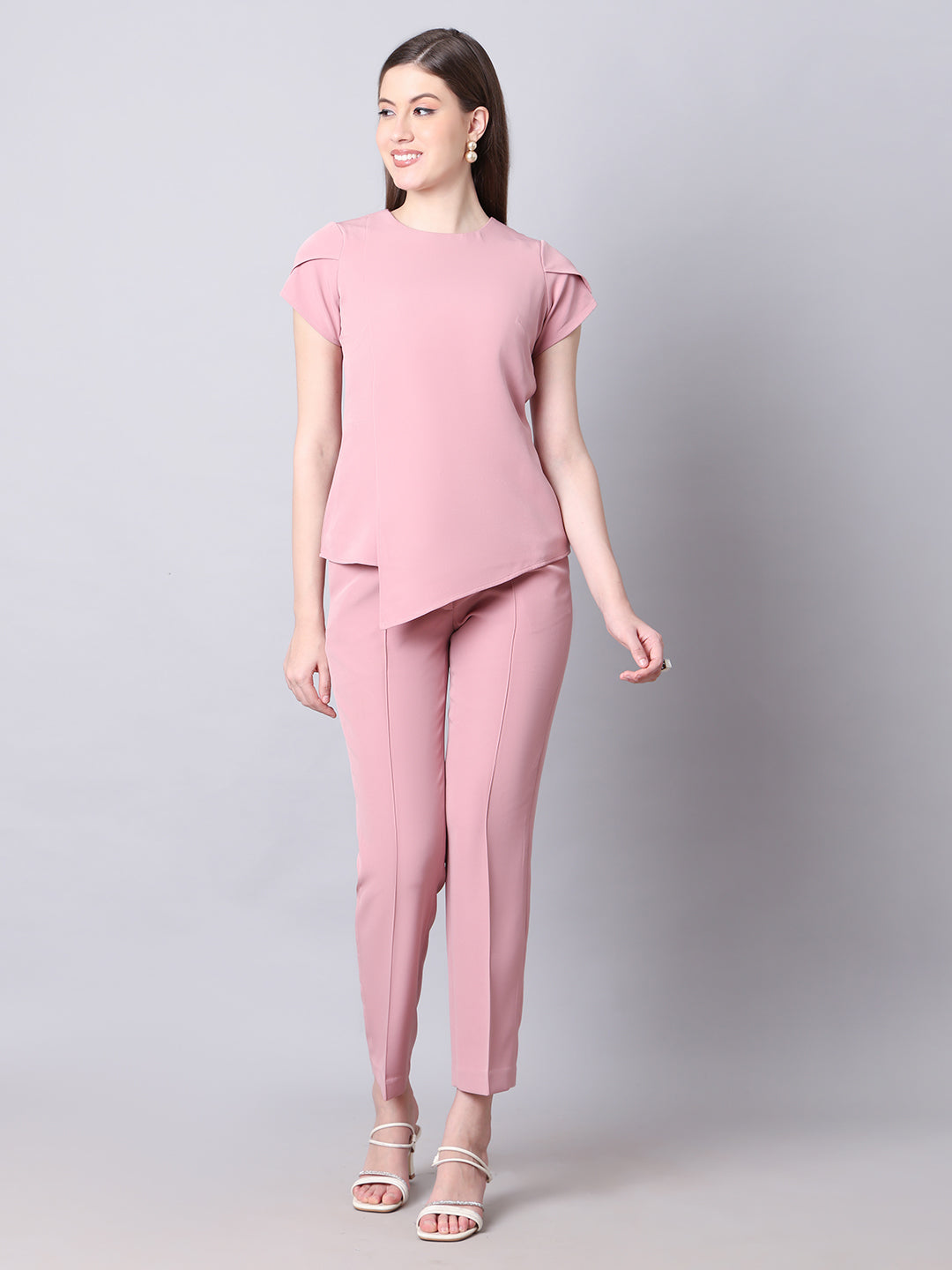 Exude Iconic Asymetrical Top with Straight Fit Trouser Co-ord