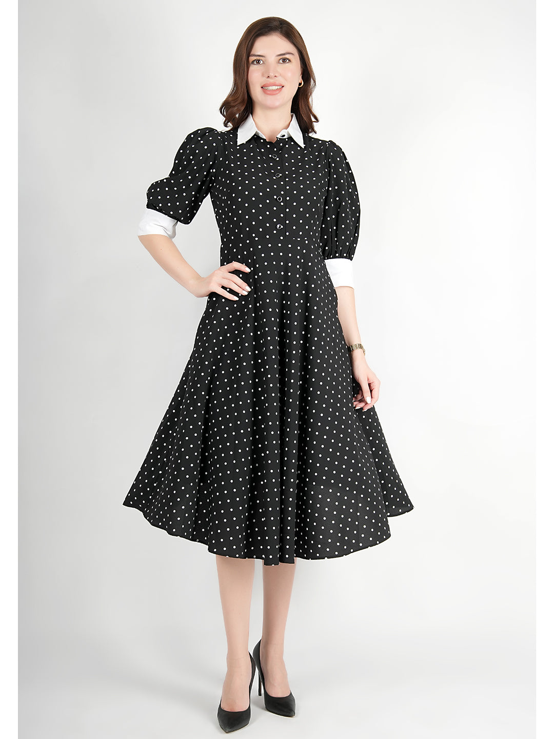 Exude Exploration Polka Dress With Pockets