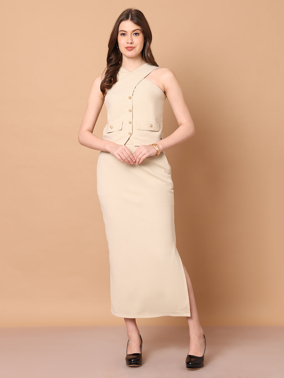 Exude Runway-Ready Long Skirt with Halter Top