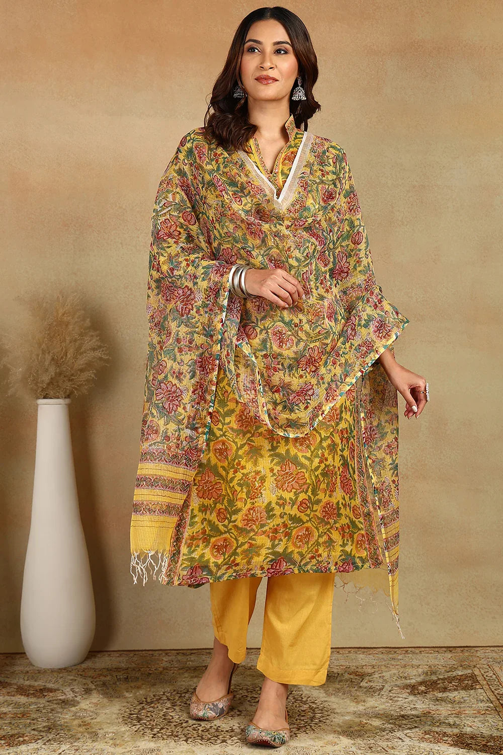 Yellow Kota Doria Dupatta