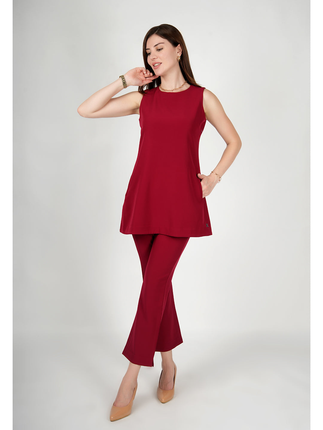 Exude Resplendent Thigh Length Tunic with Trouser