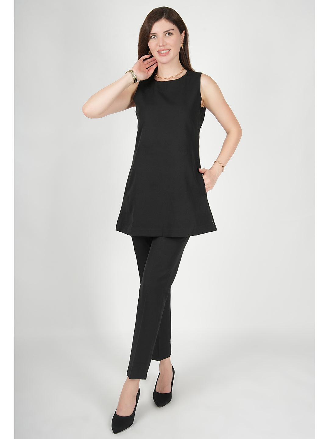 Exude Resplendent Thigh Length Tunic with Trouser