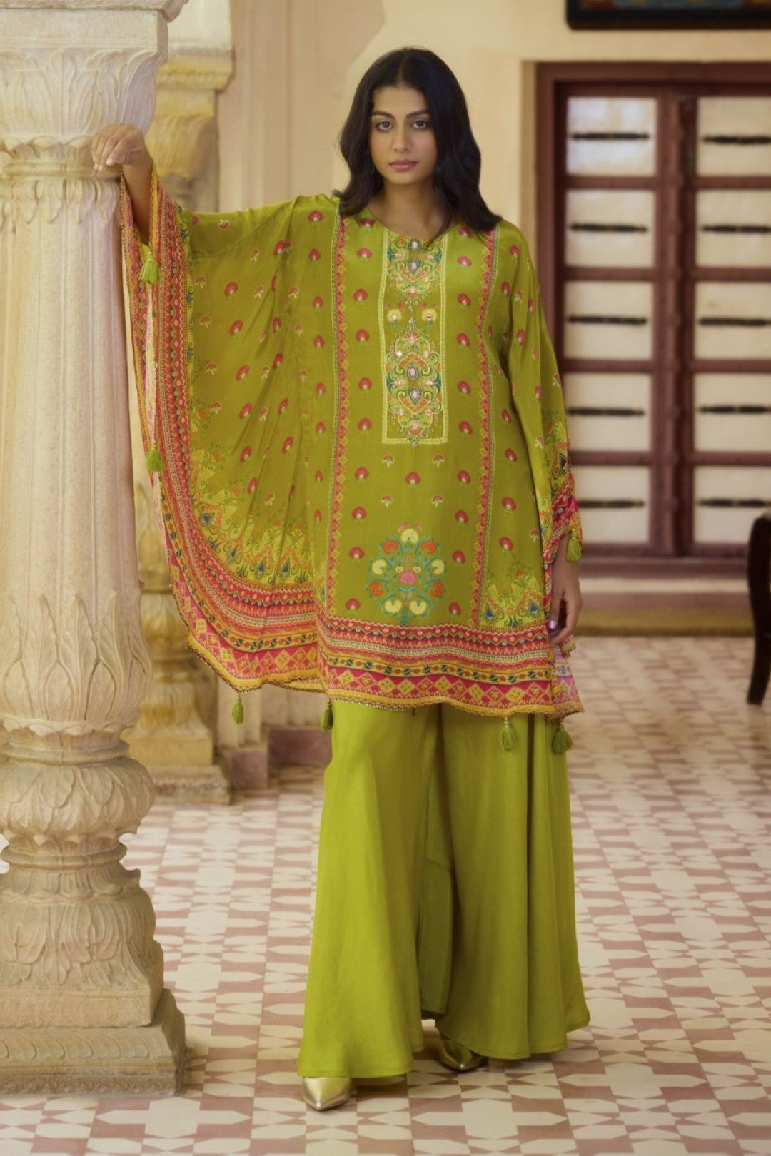 Aster sage full work Kaftan pant set