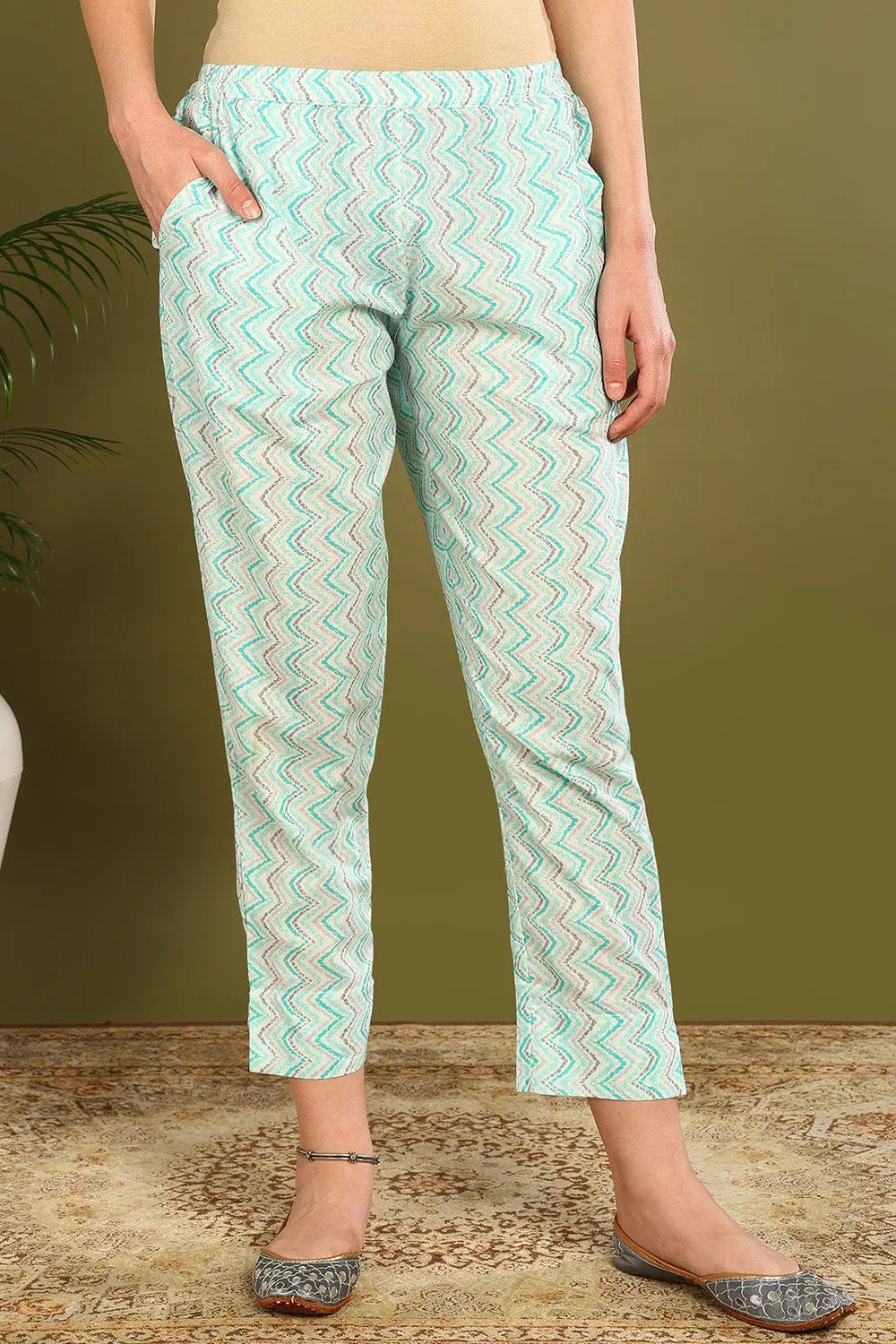 Green Printed Farsi Pants