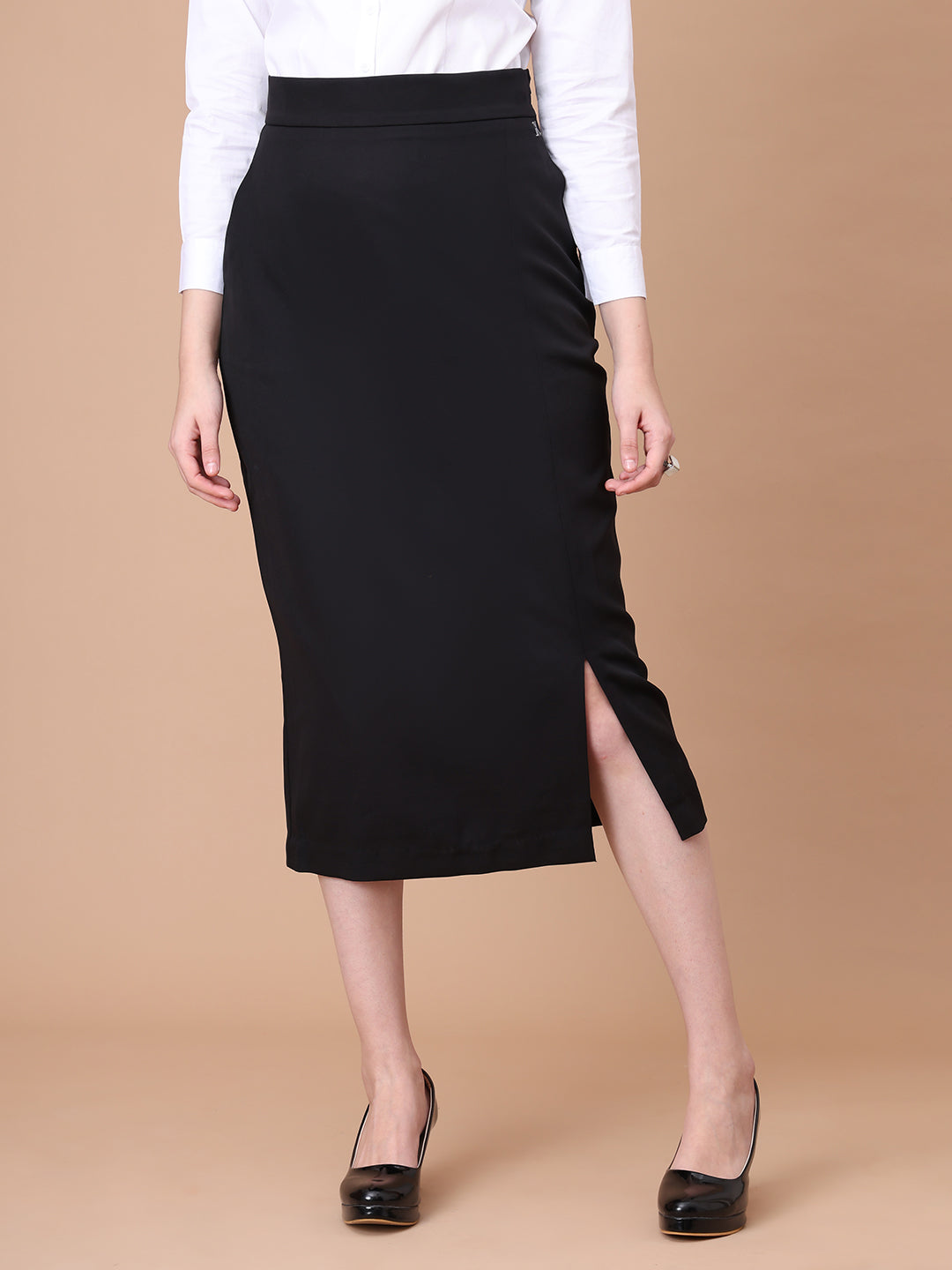 Exude Unstoppable Grace Midi Skirt With Front Slit