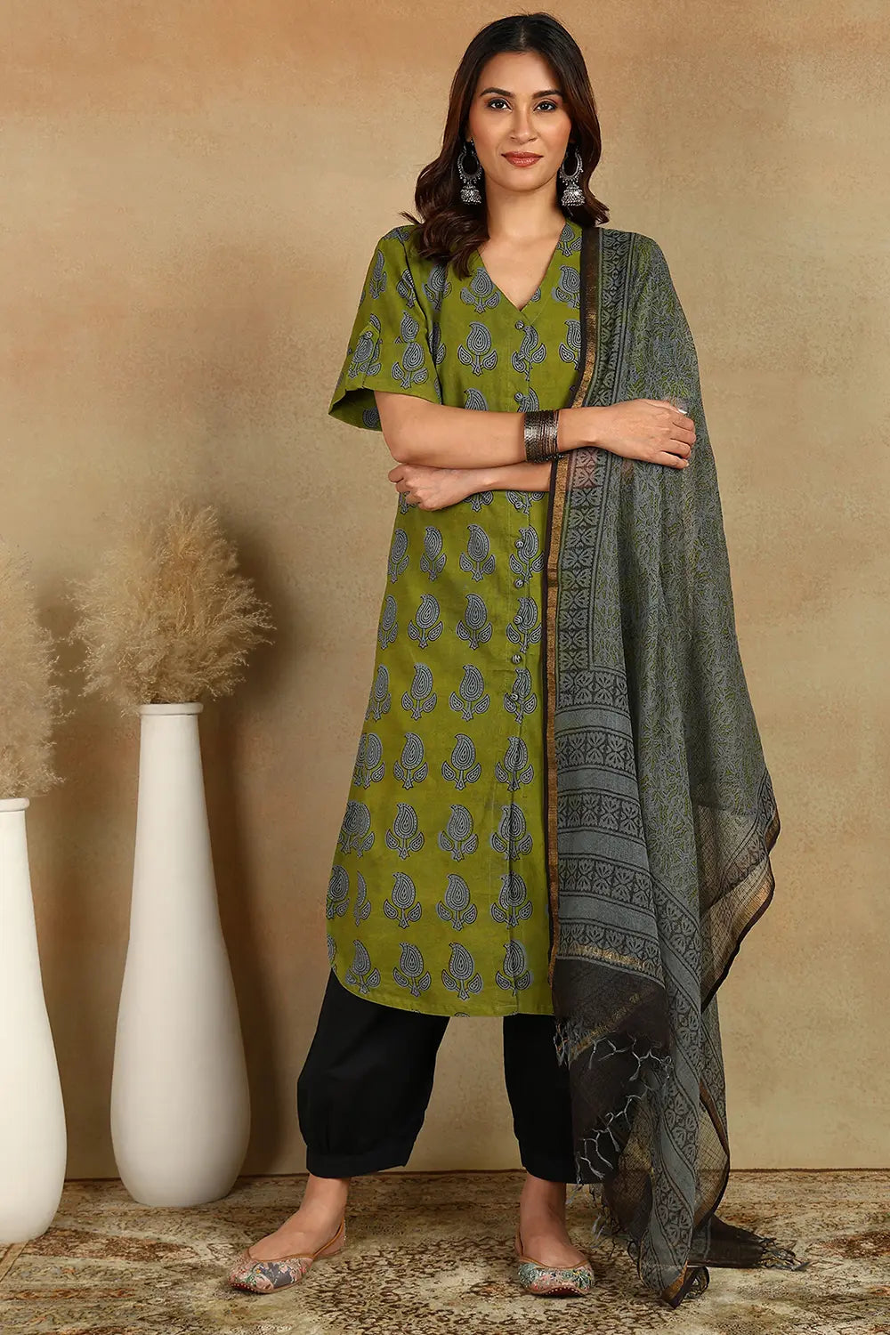 Grey Kota Doria Dupatta