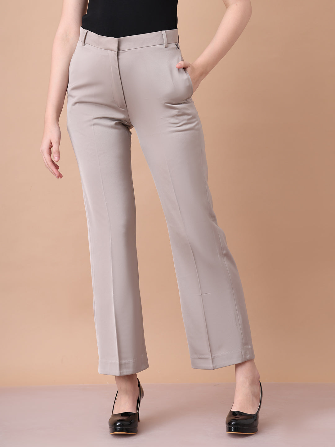 Exude Soulful Styles Straight Fit Matt Satin Trouser