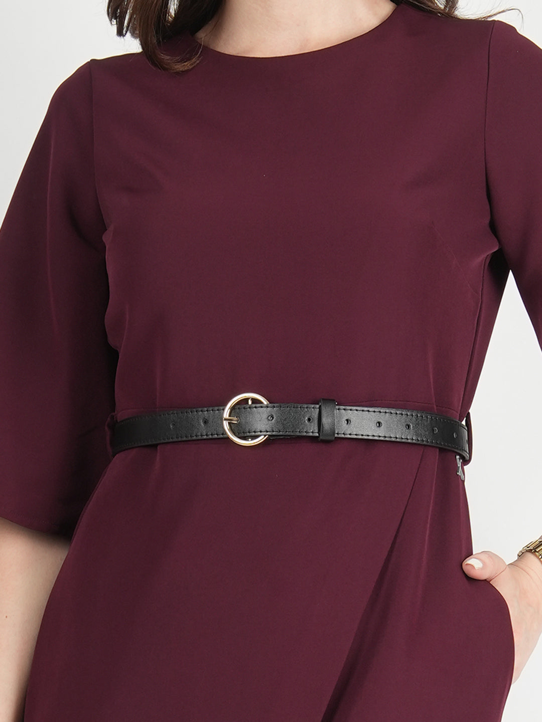 Exude Bliss Bell Sleeve Dress with Belt