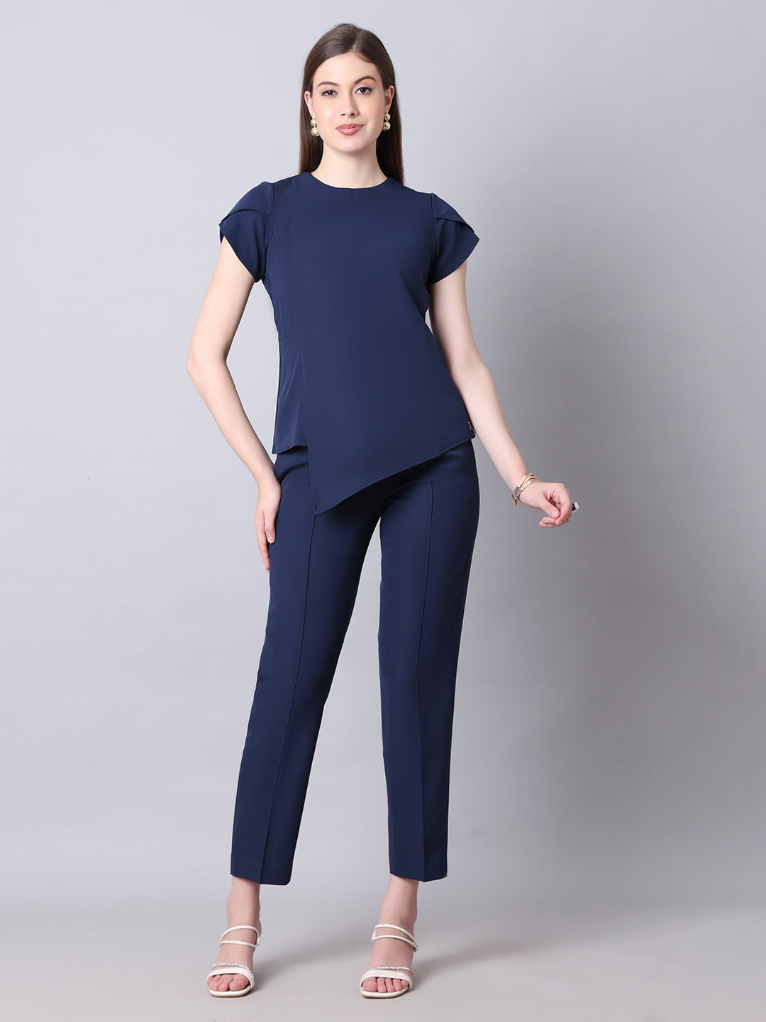 Exude Iconic Asymetrical Top with Straight Fit Trouser Co-ord