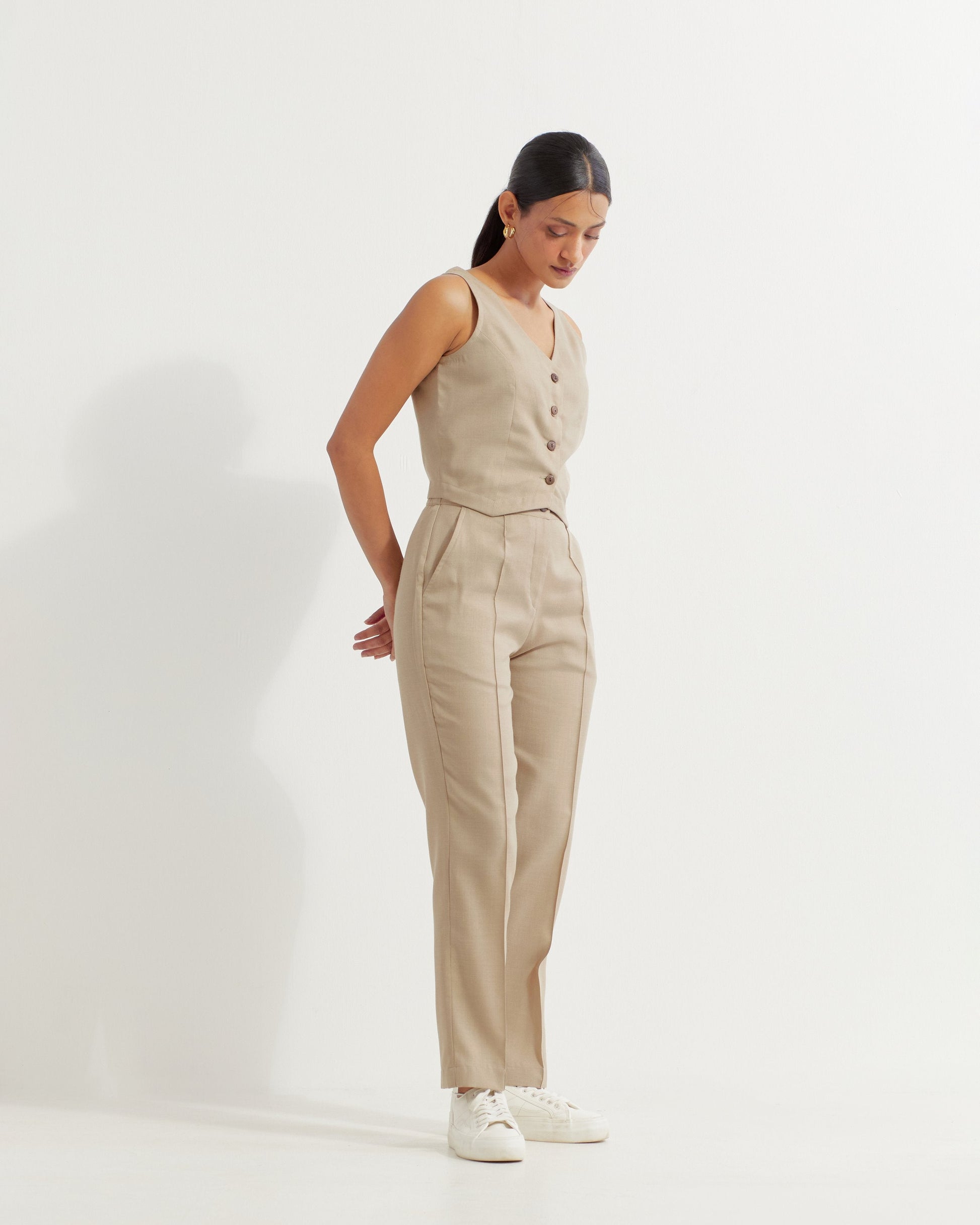 Beige Anne Co-ord Set (Set of 2)- IC