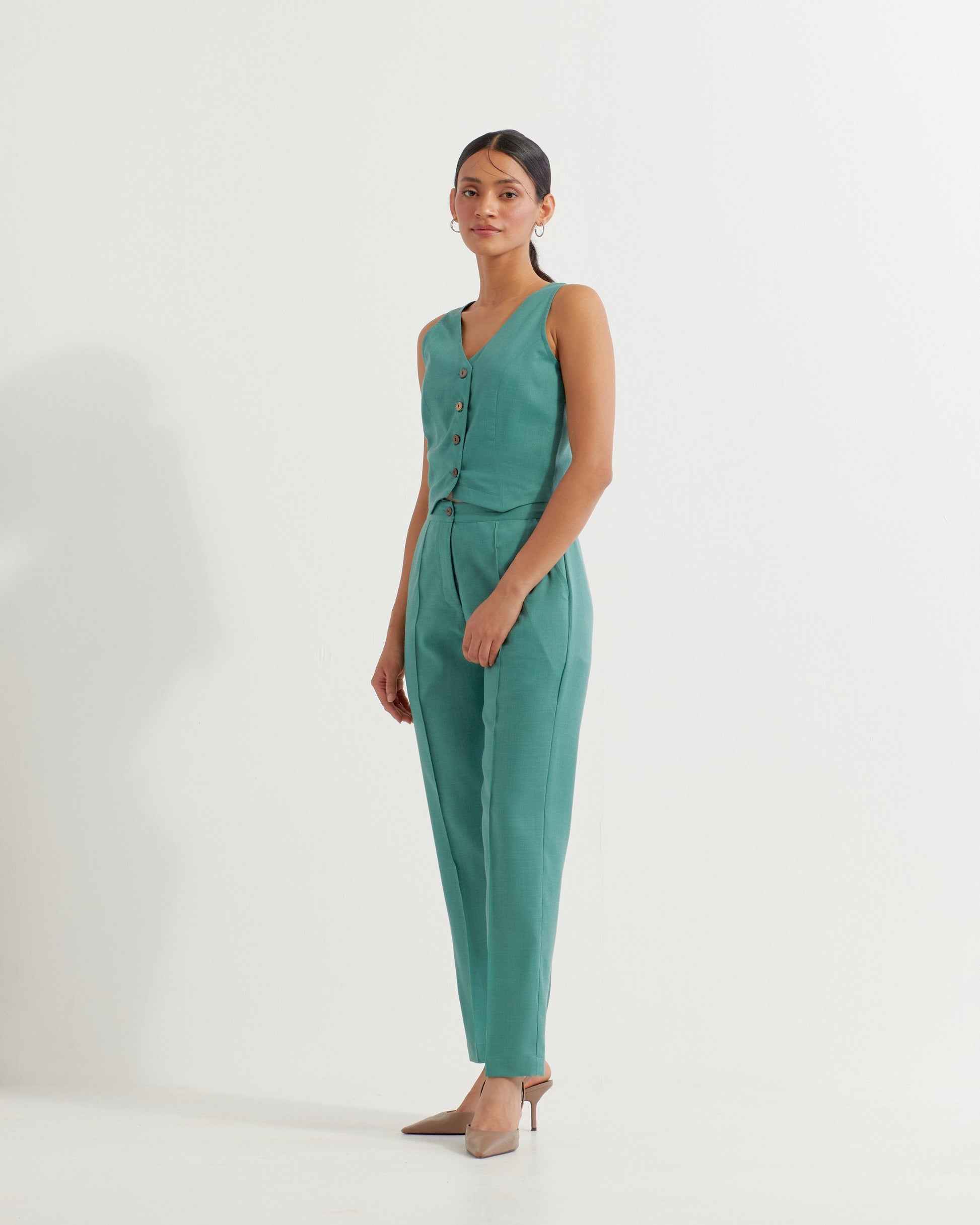 Green Anne Co-ord Set (Set of 2)- IC