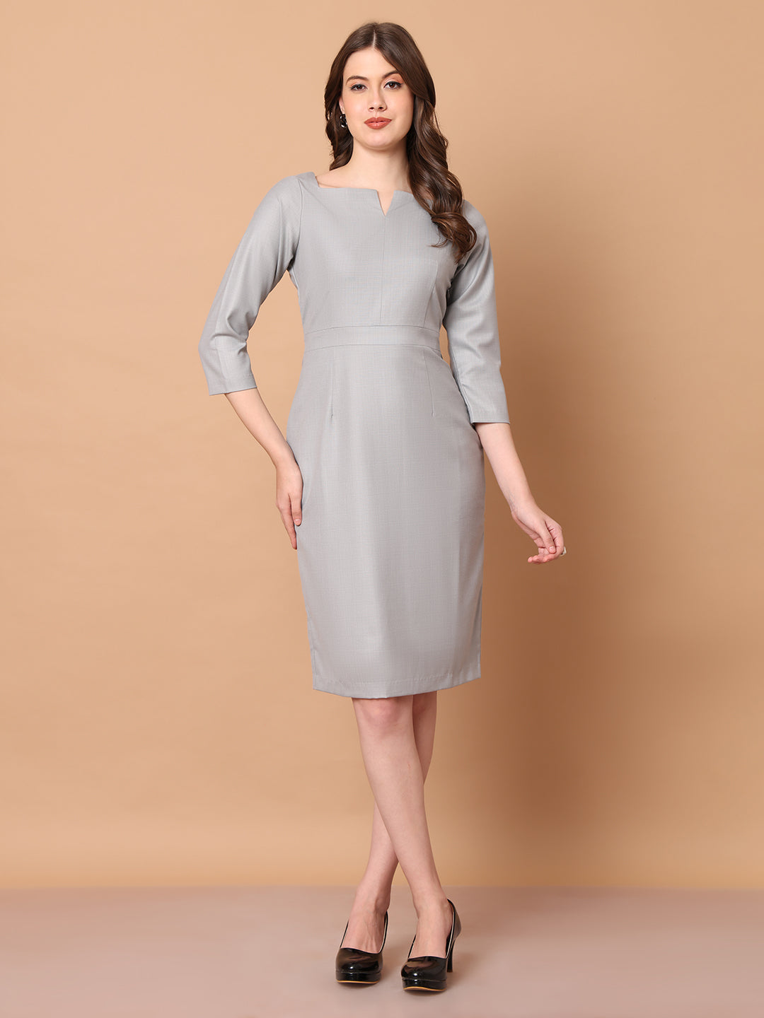 Exude Mystique Moments Suiting Fabric Square Neckline dress