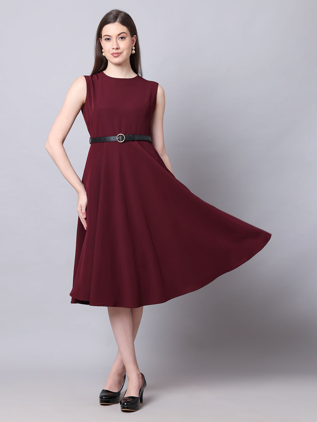 Exude Warmth Fit & Flare Dress with Belt