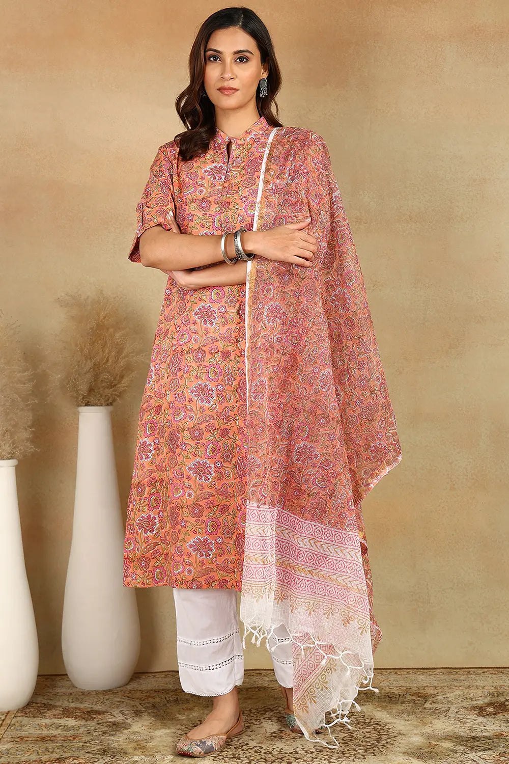 Crimson Half Sleeves Kurta